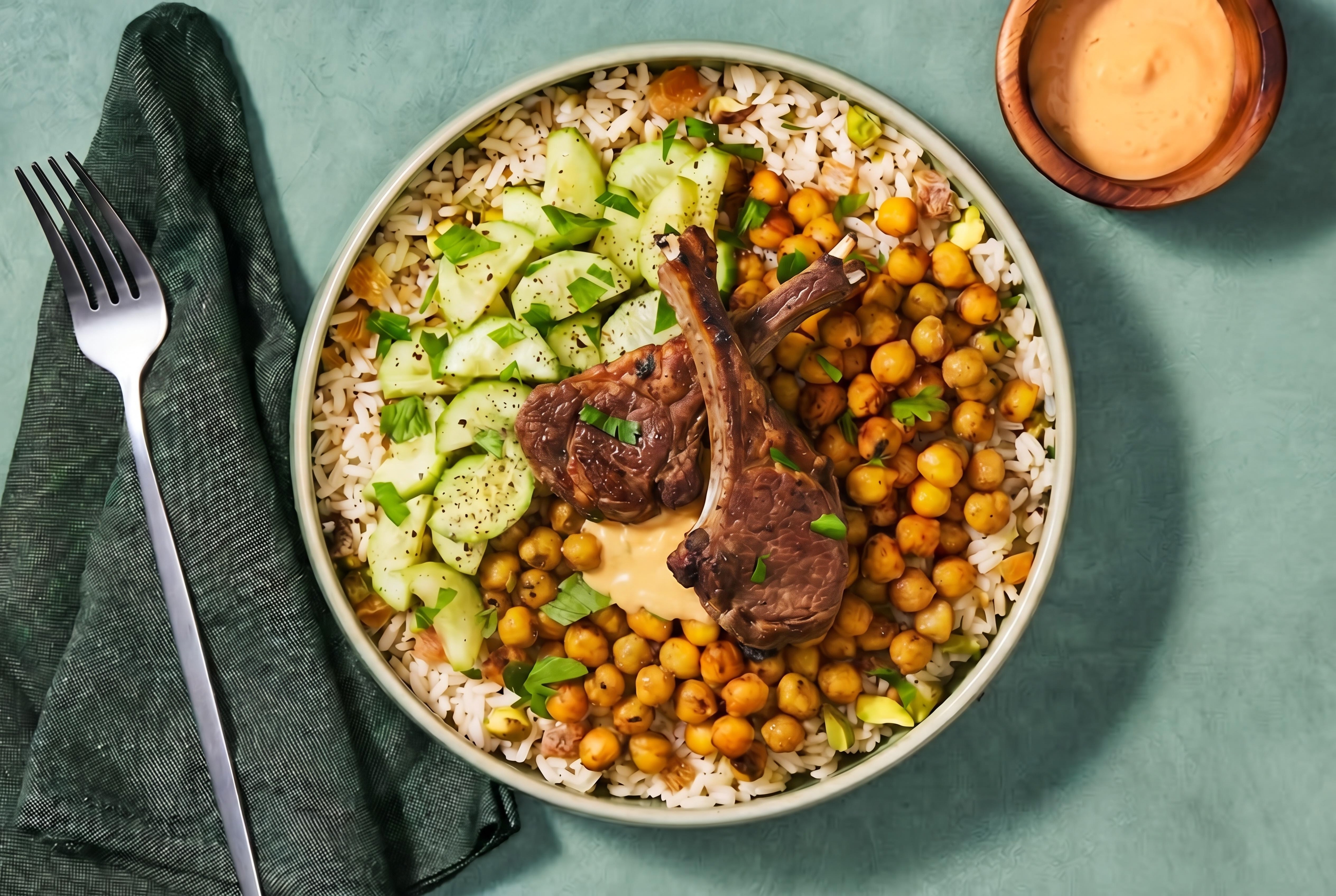 Crispy Spiced Chickpeas & Lamb Chops