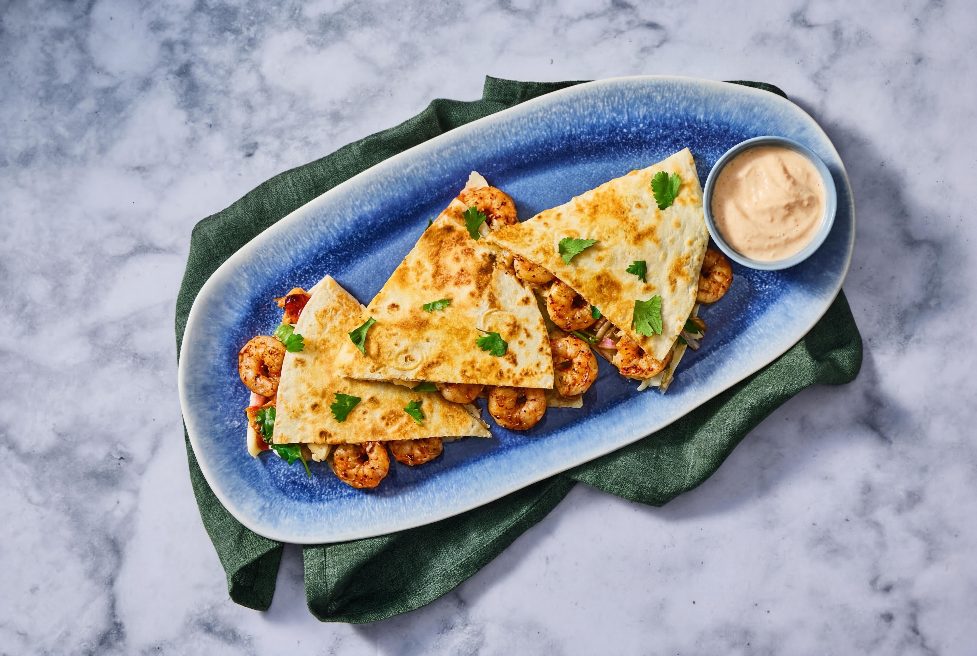 Smoky BBQ Shrimp Quesadillas