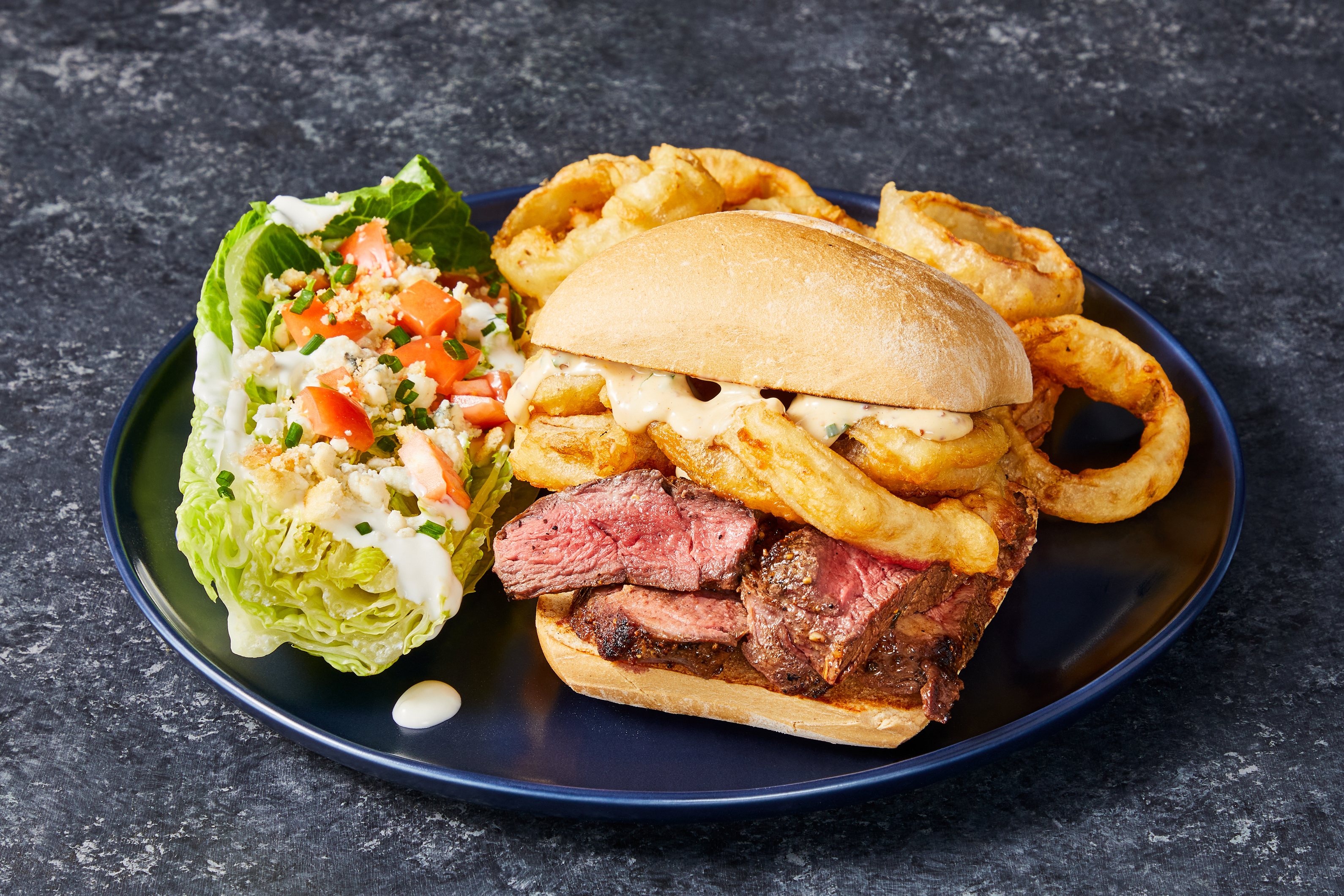 Sirloin Steak Sandwiches & Onion Rings