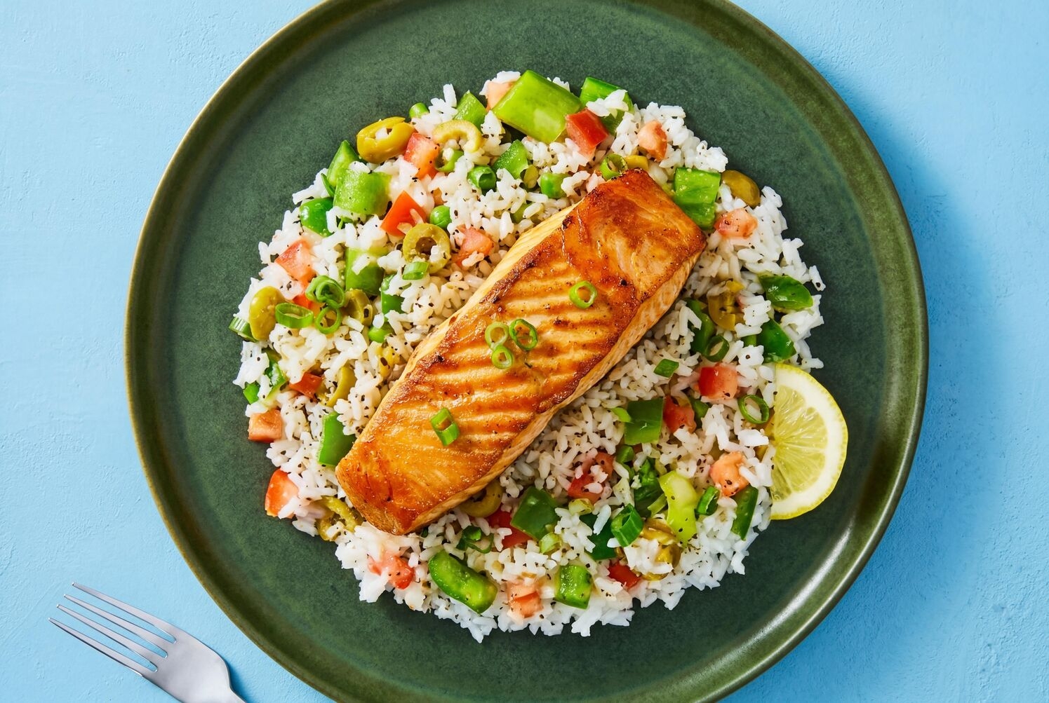 Seared Salmon over Lemony Rice