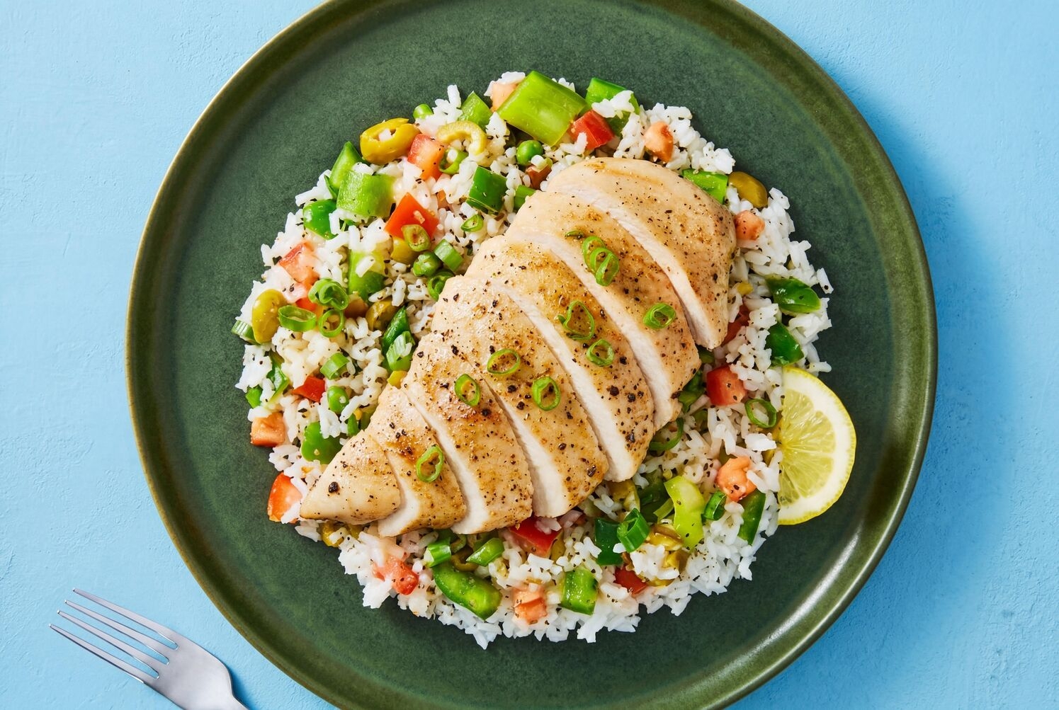 Seared Organic Chicken over Lemony Rice