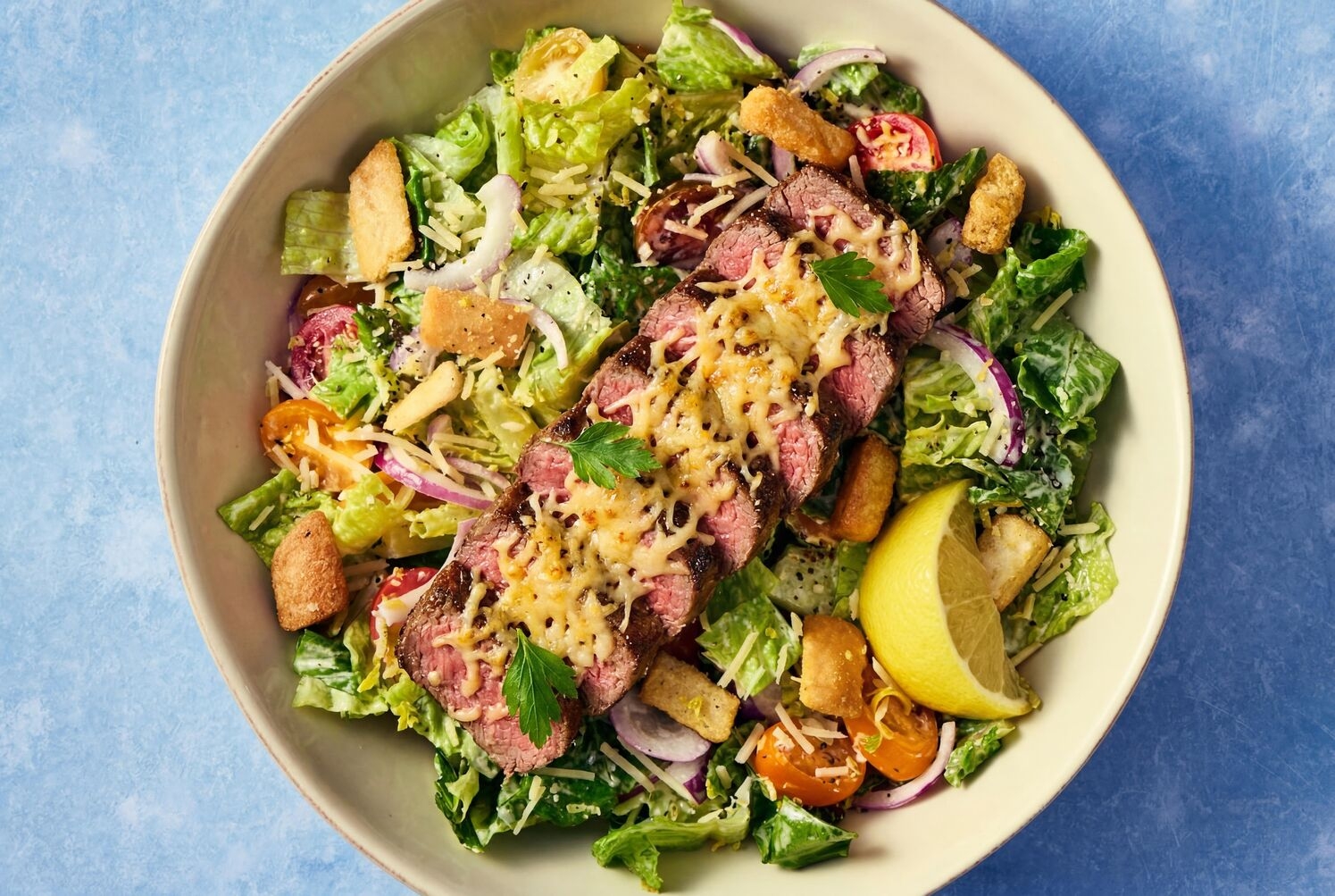 Parmesan-Crusted Steak Caesar Salad