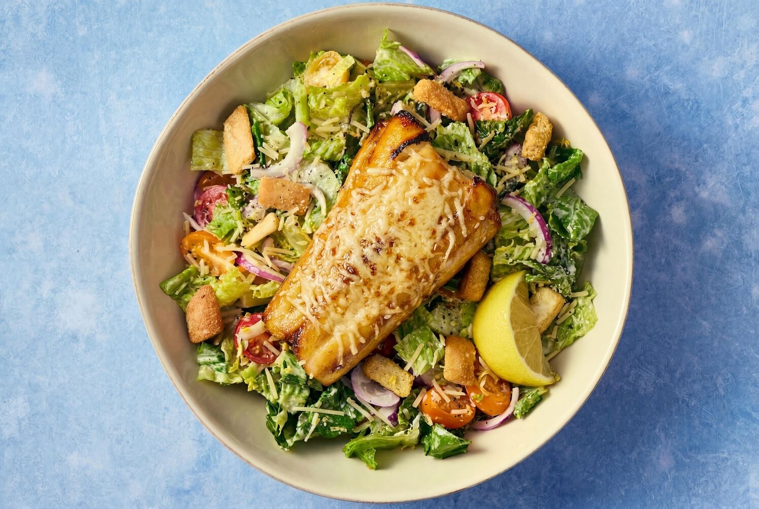 Parmesan-Crusted Cod Caesar Salad