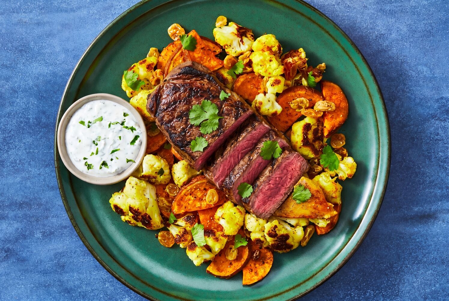 Curry Sirloin Steak & Roasted Sweet Potato