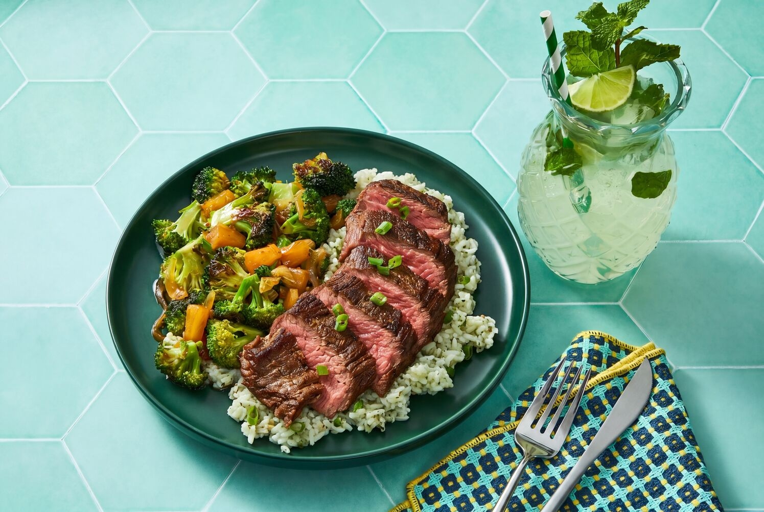 Bavette Steak & Pineapple-Soy Broccoli 