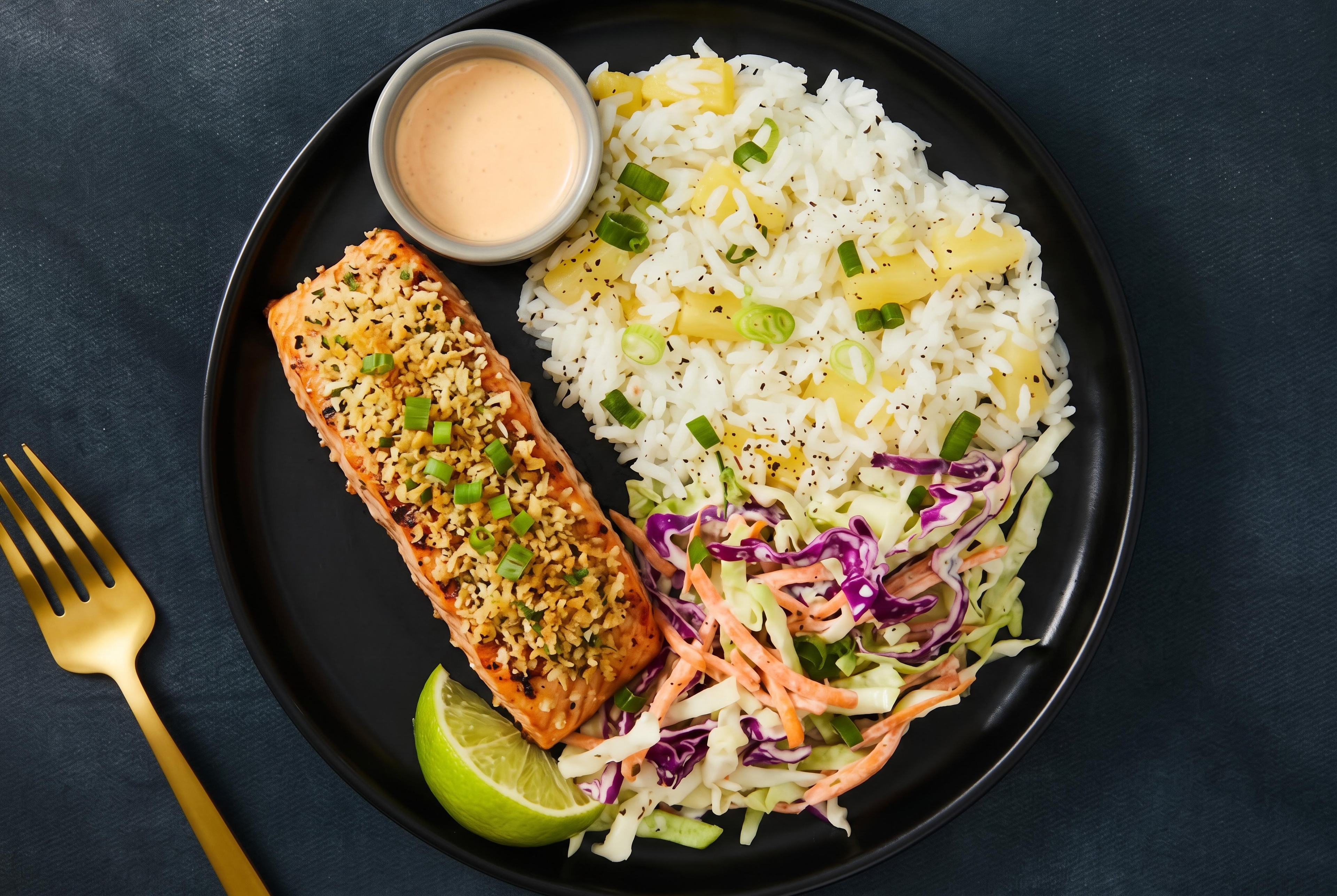 Air Fryer Coconut Salmon & Pineapple Rice