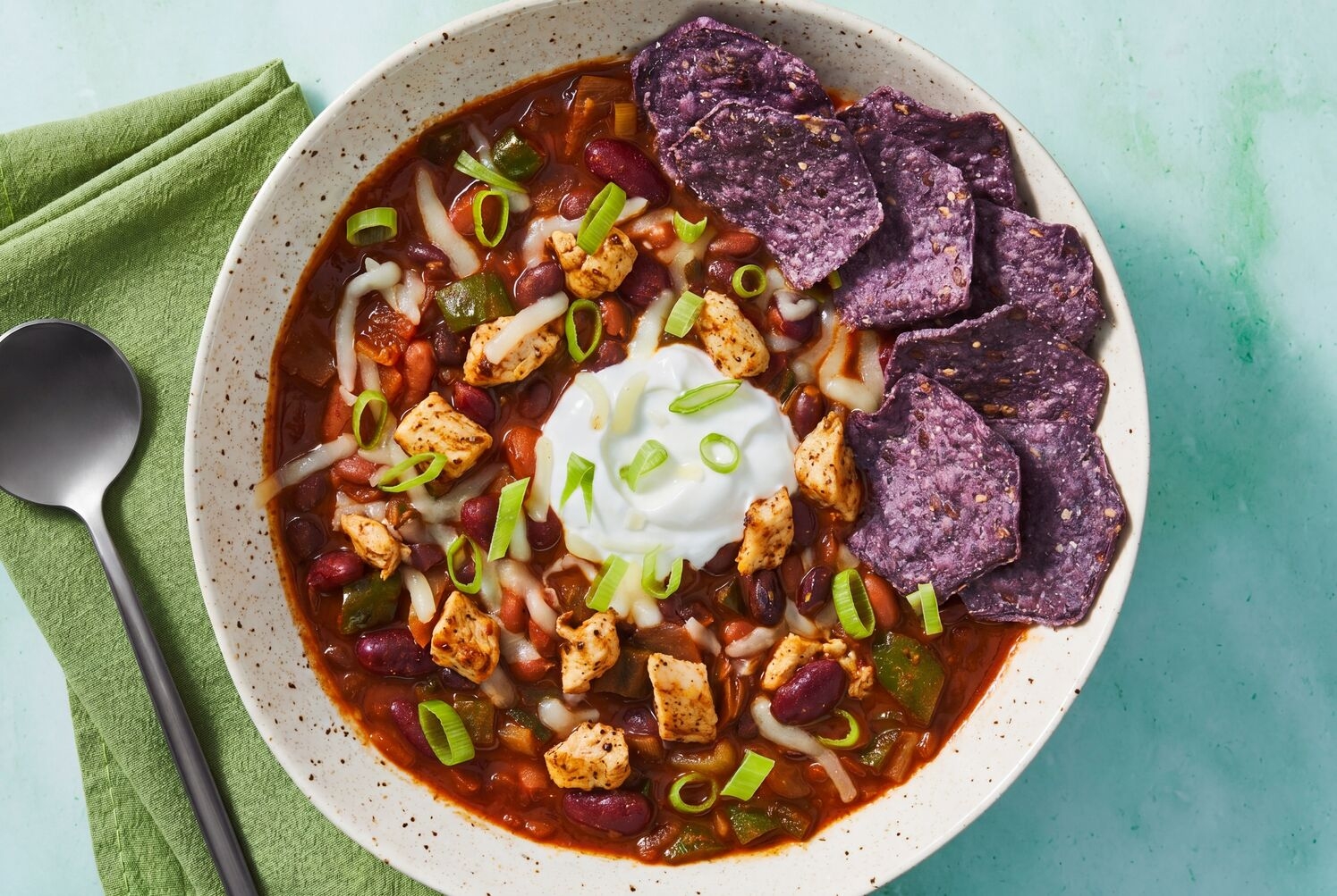 Smoky Chicken, Bean & Green Pepper Chili