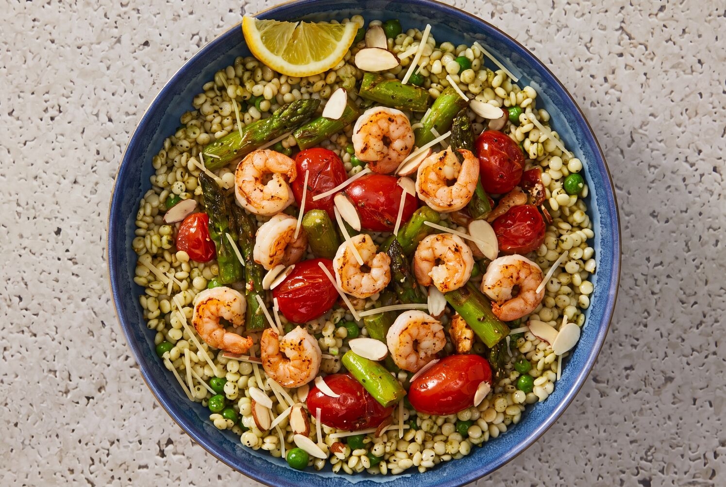 Low-Lift Shrimp & Asparagus Pesto Couscous Bowls