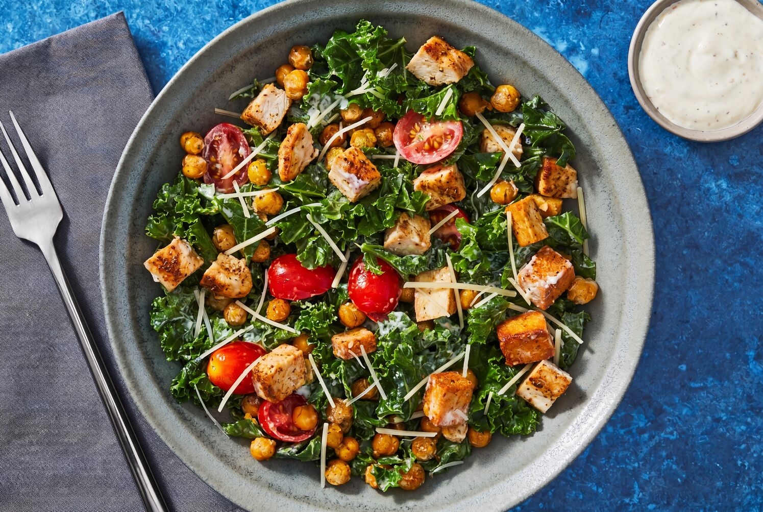 Air Fryer Chicken Kale Caesar Salad