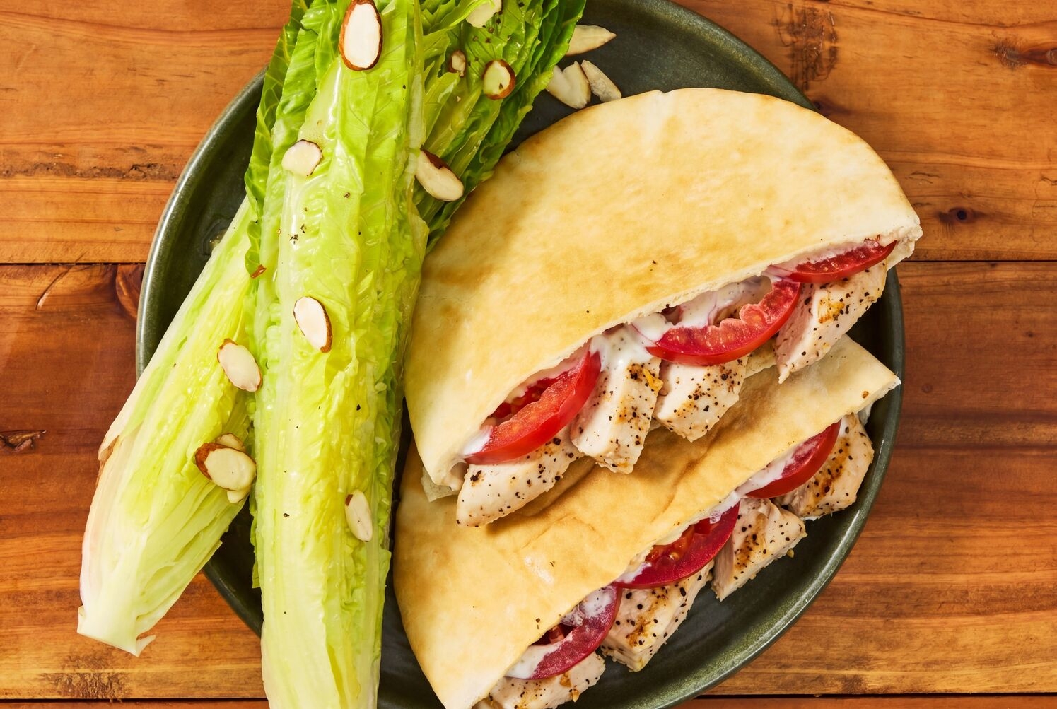 Garlicky Chicken Pitas