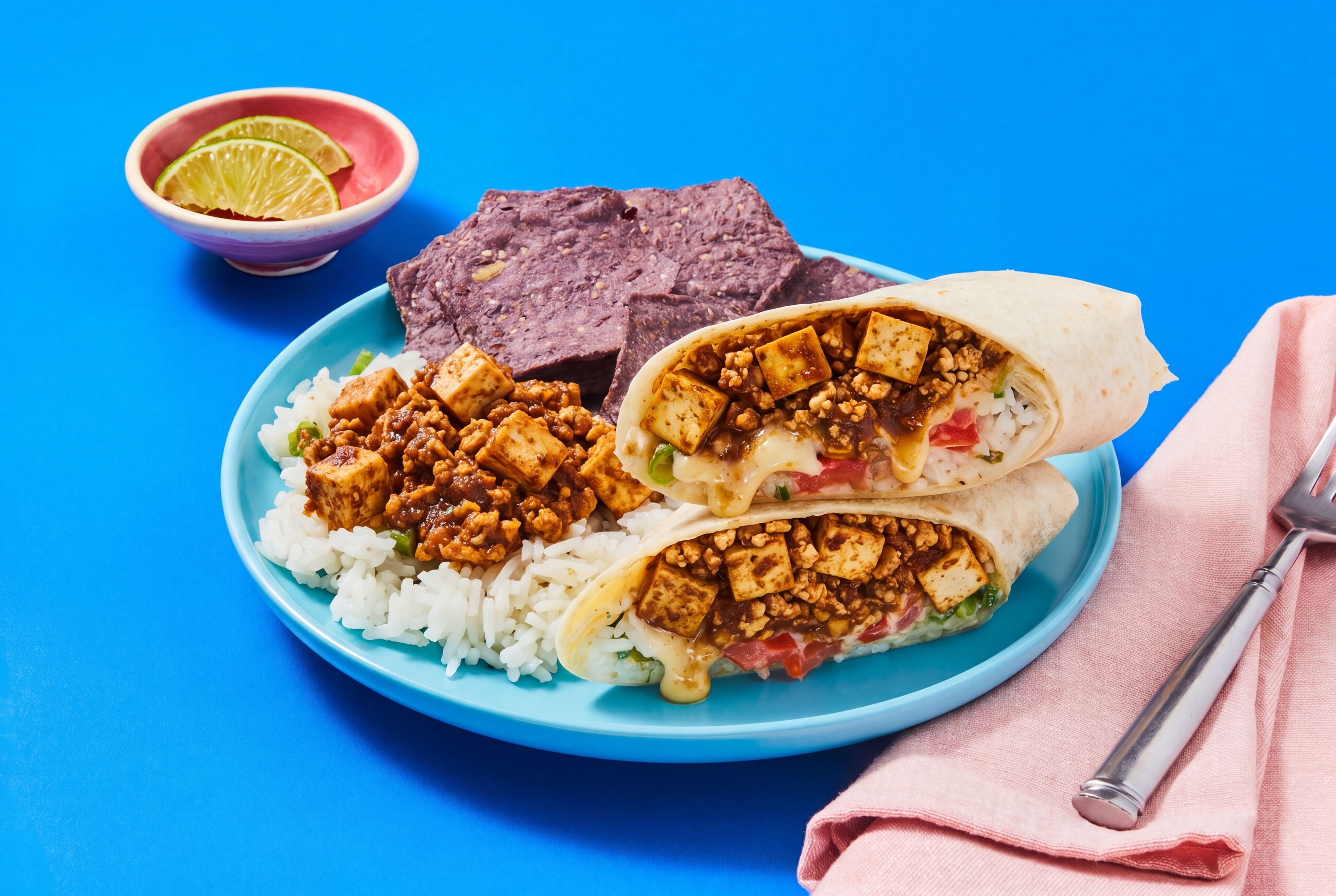 Tofu & Queso Nacho Crunch Burritos