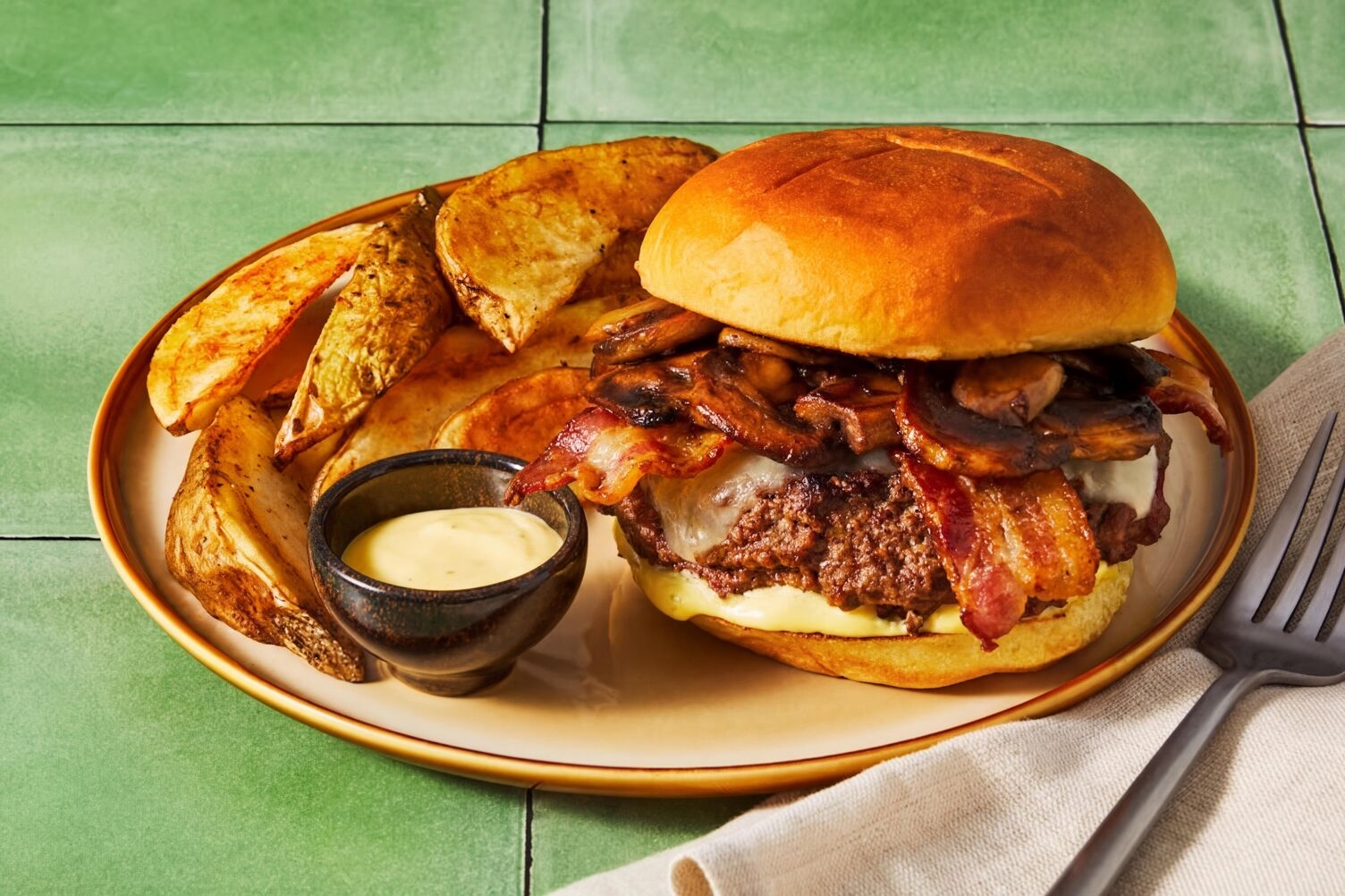 ’Shroom ’n’ Swiss Burgers with Bacon