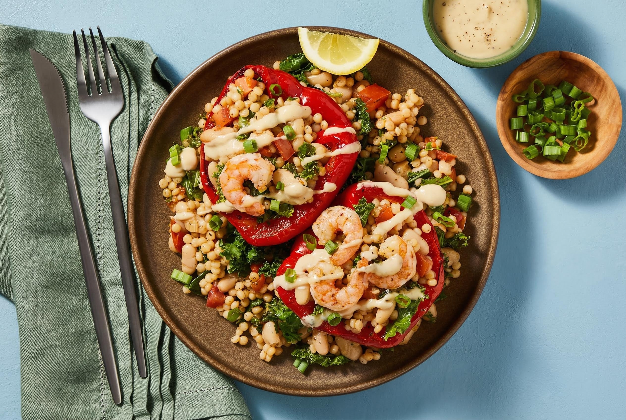 Shrimp & Beans ’n’ Greens Stuffed Peppers
