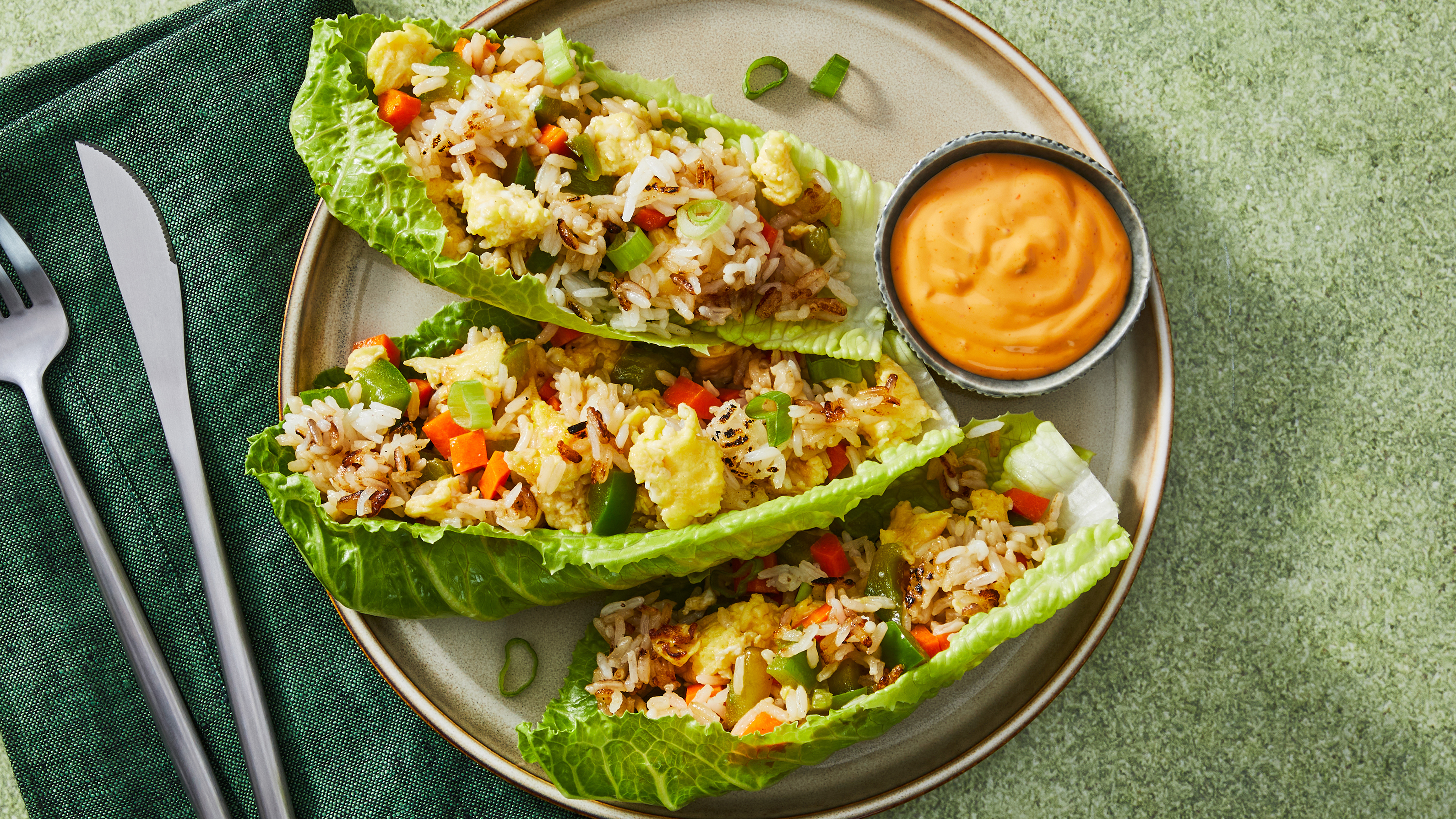 Crispy Rice & Egg Lettuce Wraps