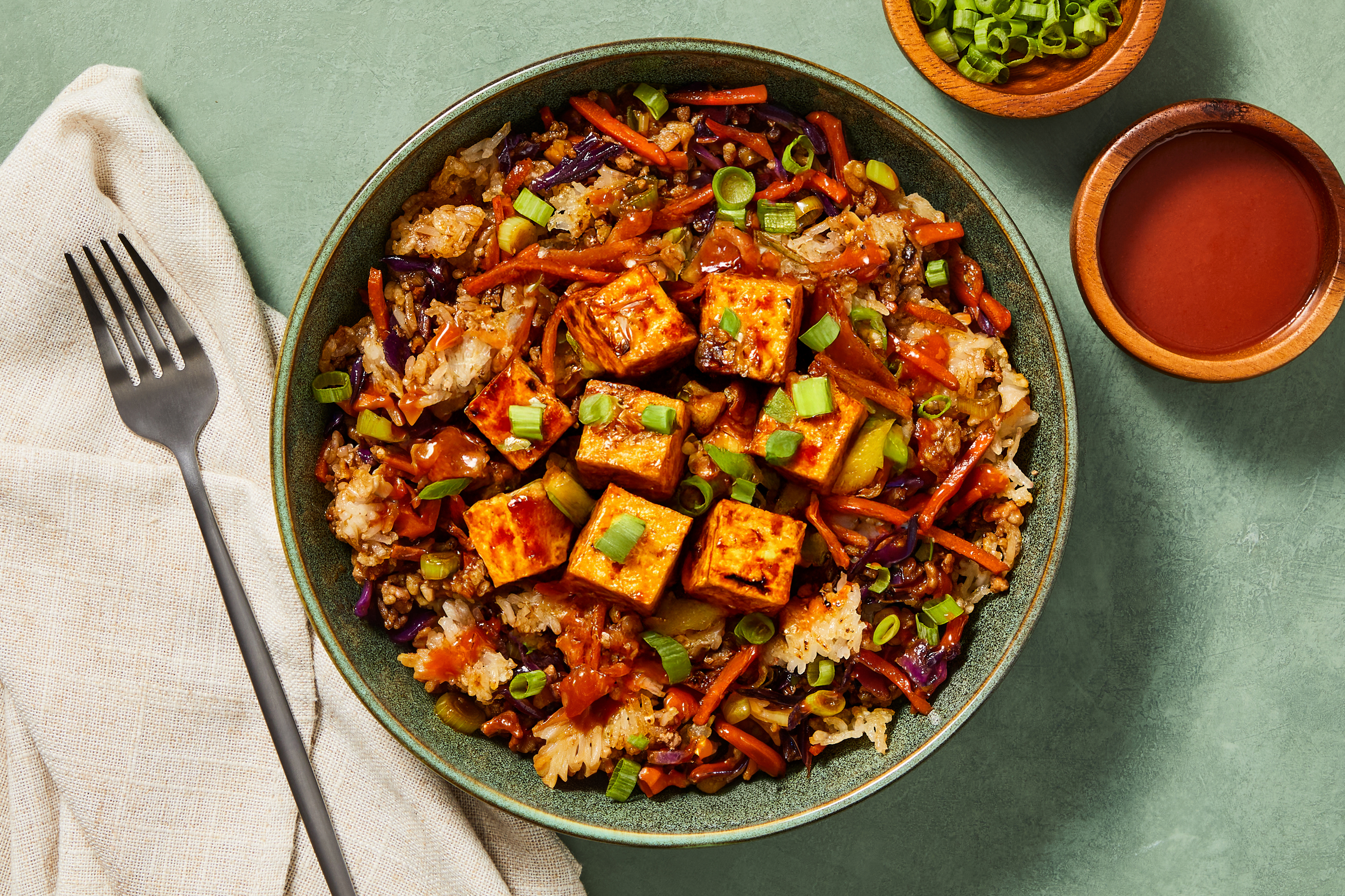 One-Pan Sweet & Spicy Tofu Fried Rice
