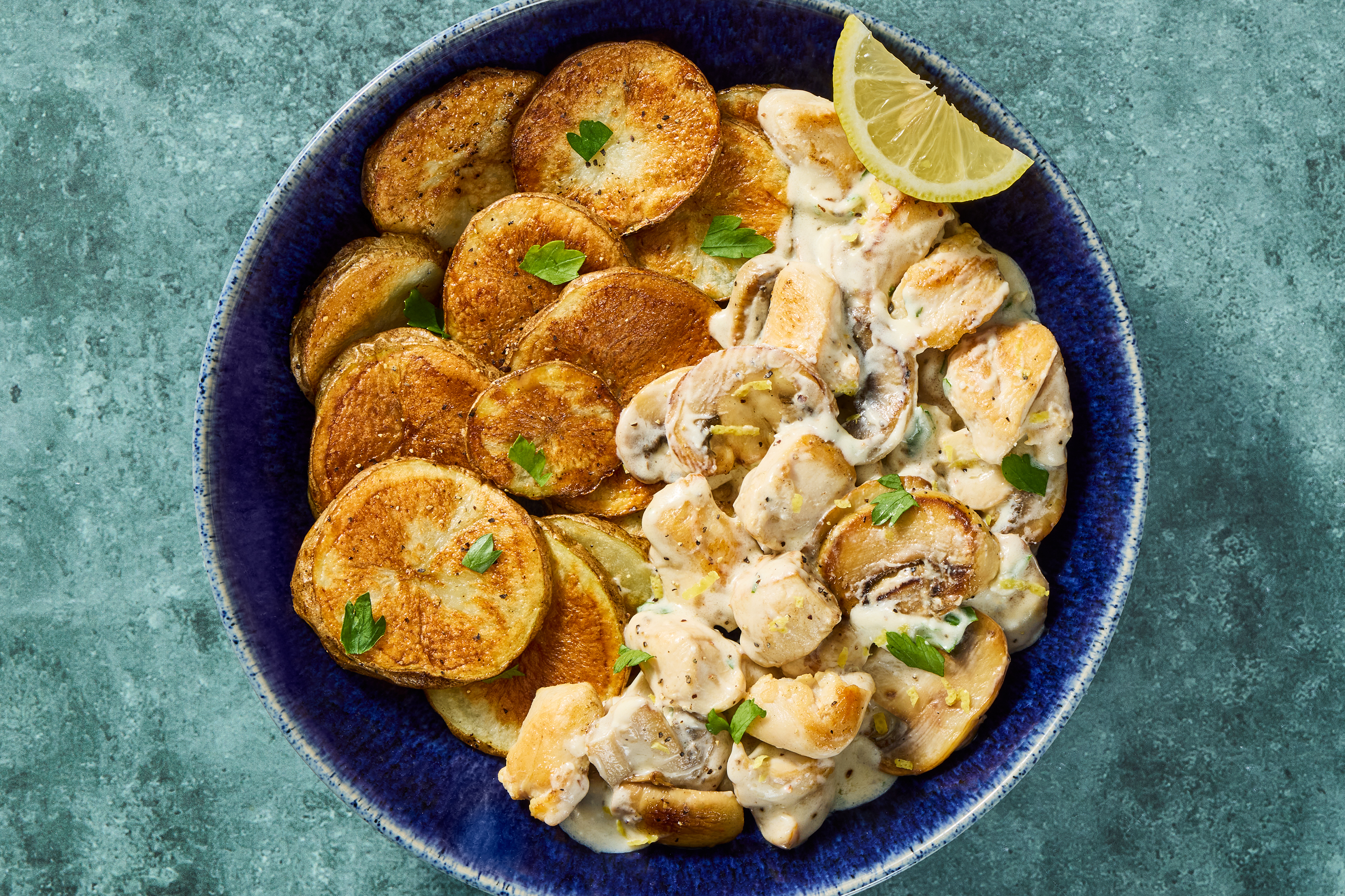 Creamy Lemon Shrimp & Mushrooms