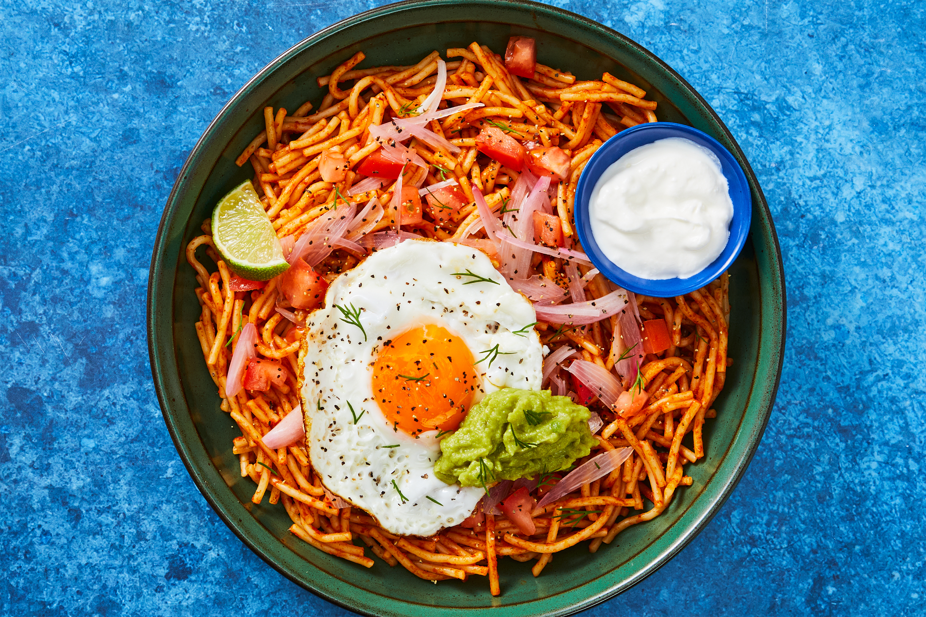 Fideo Seco with Chicken & a Fried Egg