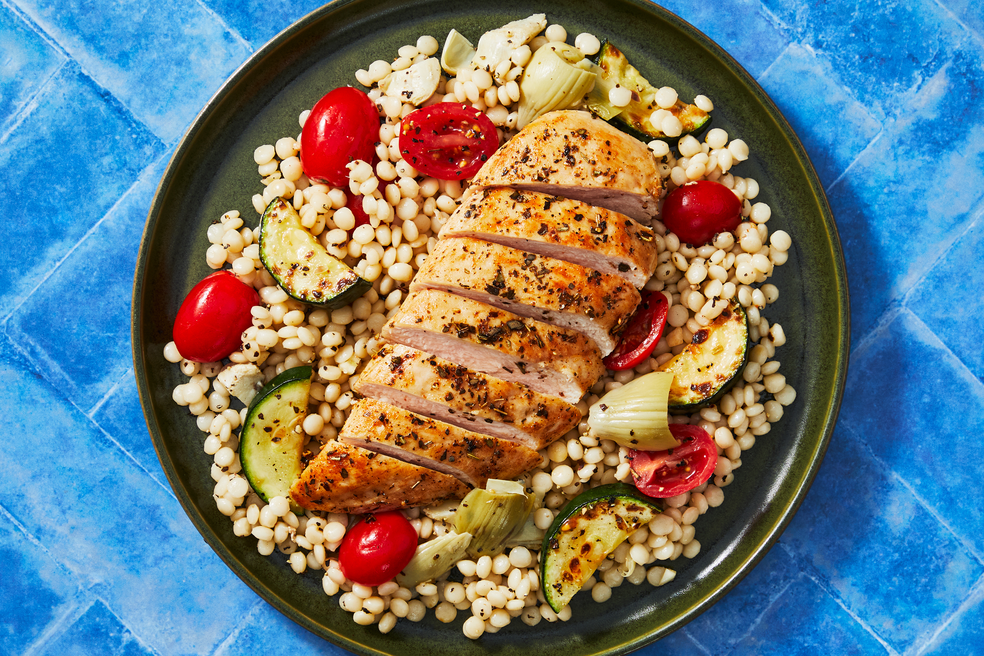 Salmon with Tomato-Artichoke Couscous