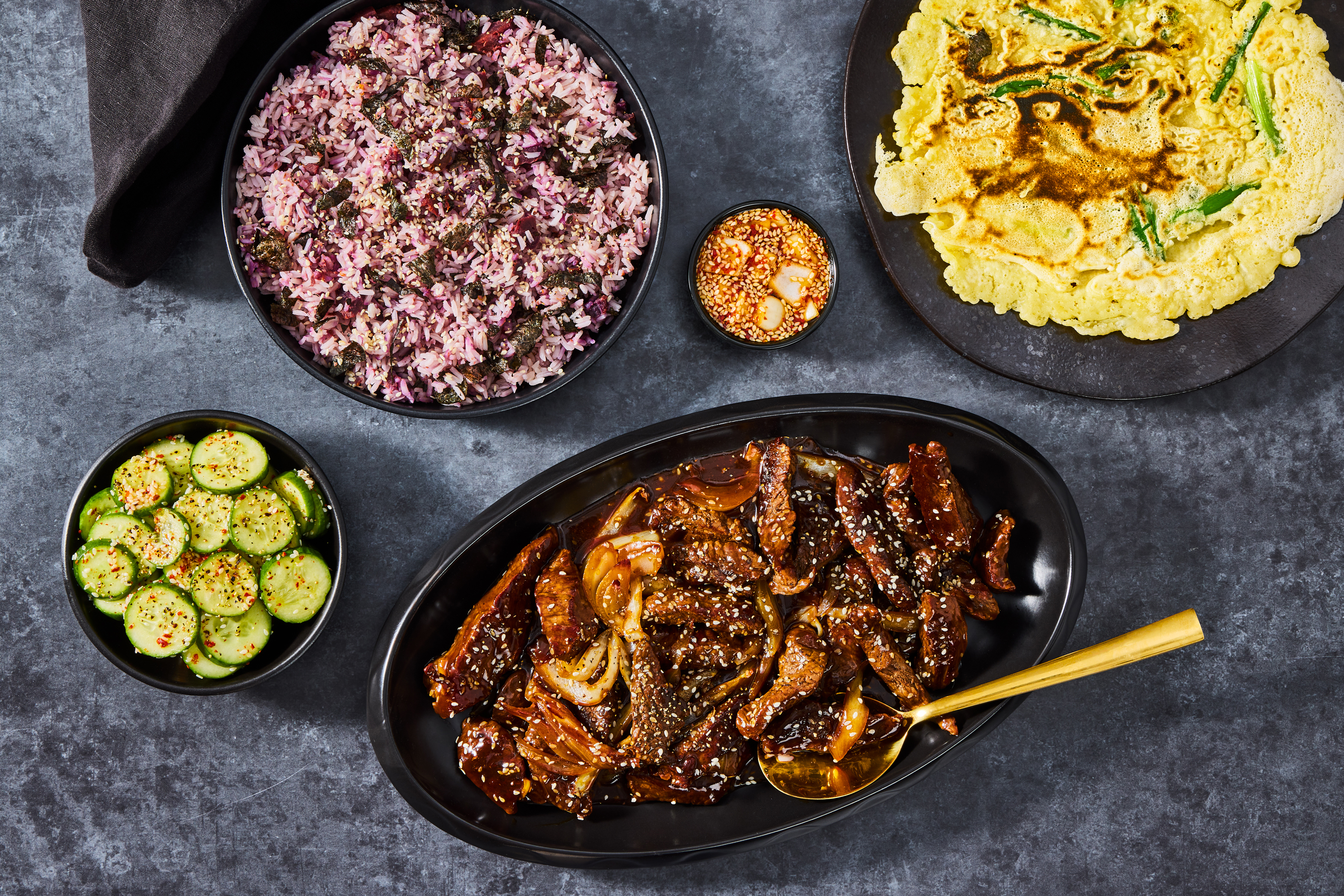 Korean Steak Bulgogi with Purple Rice