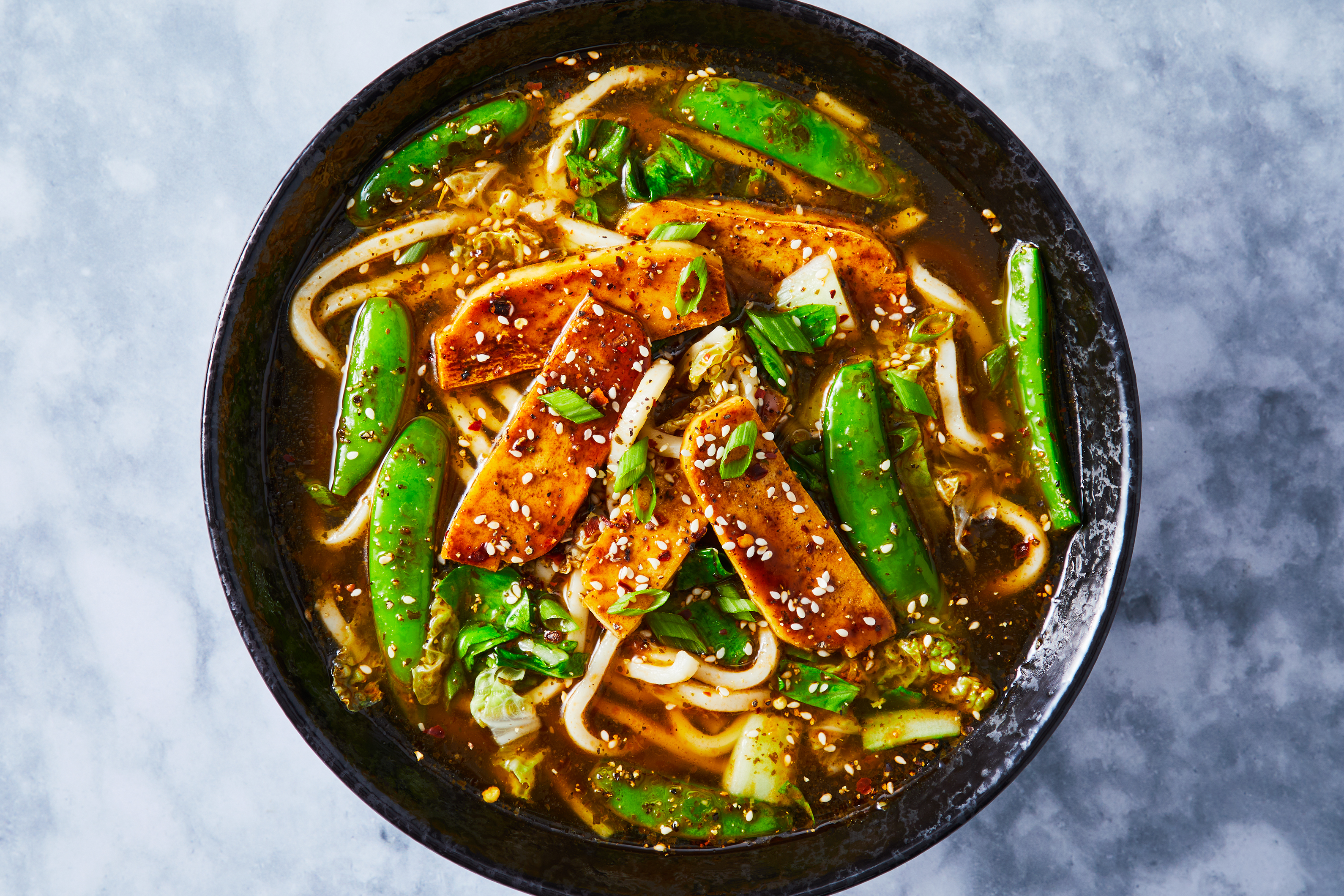 Hoisin Shrimp & Veggie Udon Noodle Soup