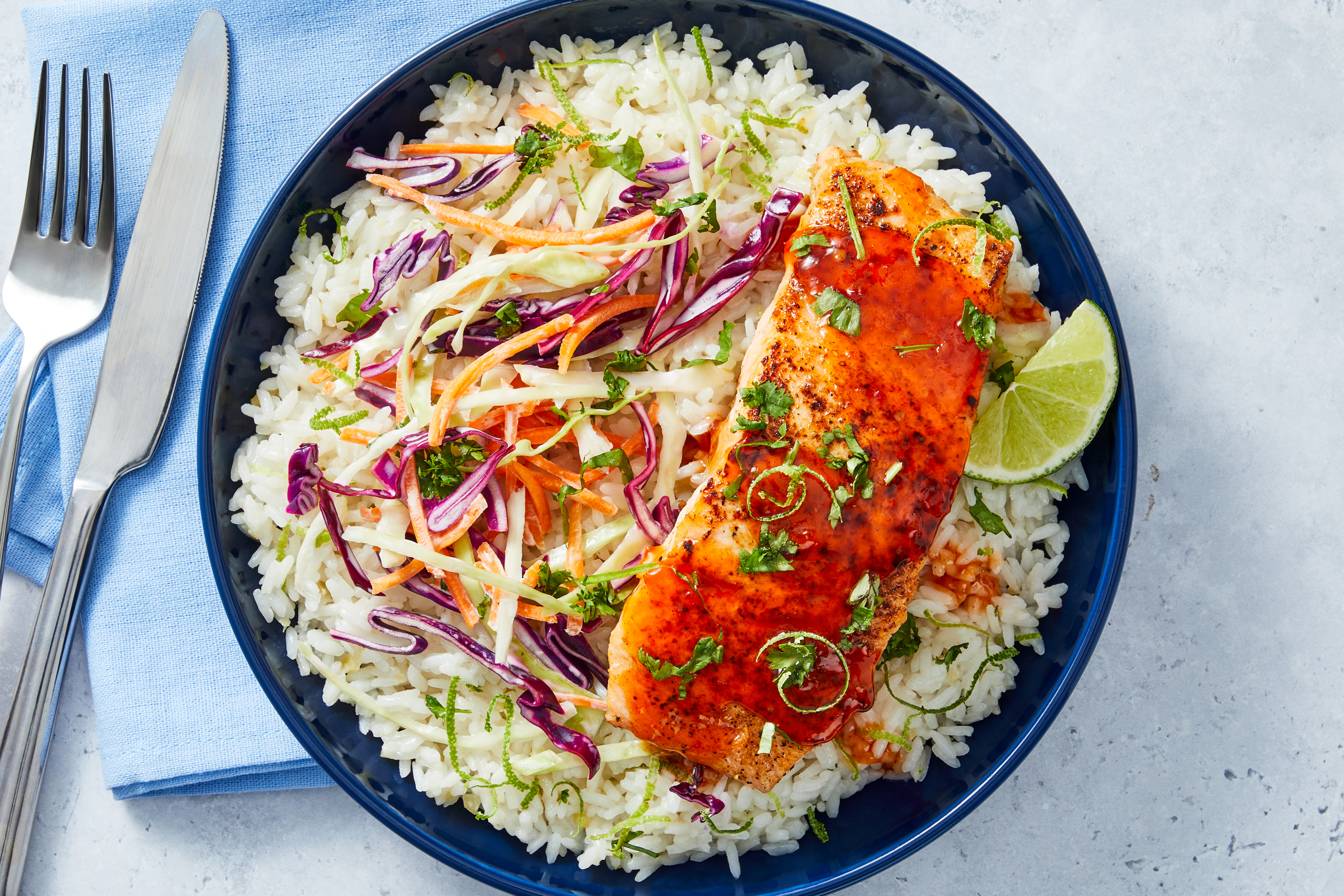 Sweet Thai Salmon Bowls with Coconut-Ginger Rice