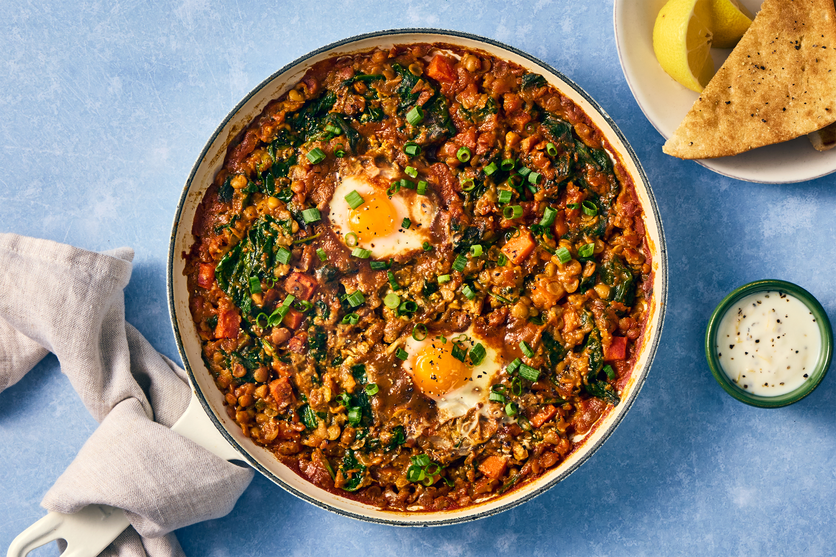 One-Pan Tunisian-Spiced Lentil & Salmon Shakshuka
