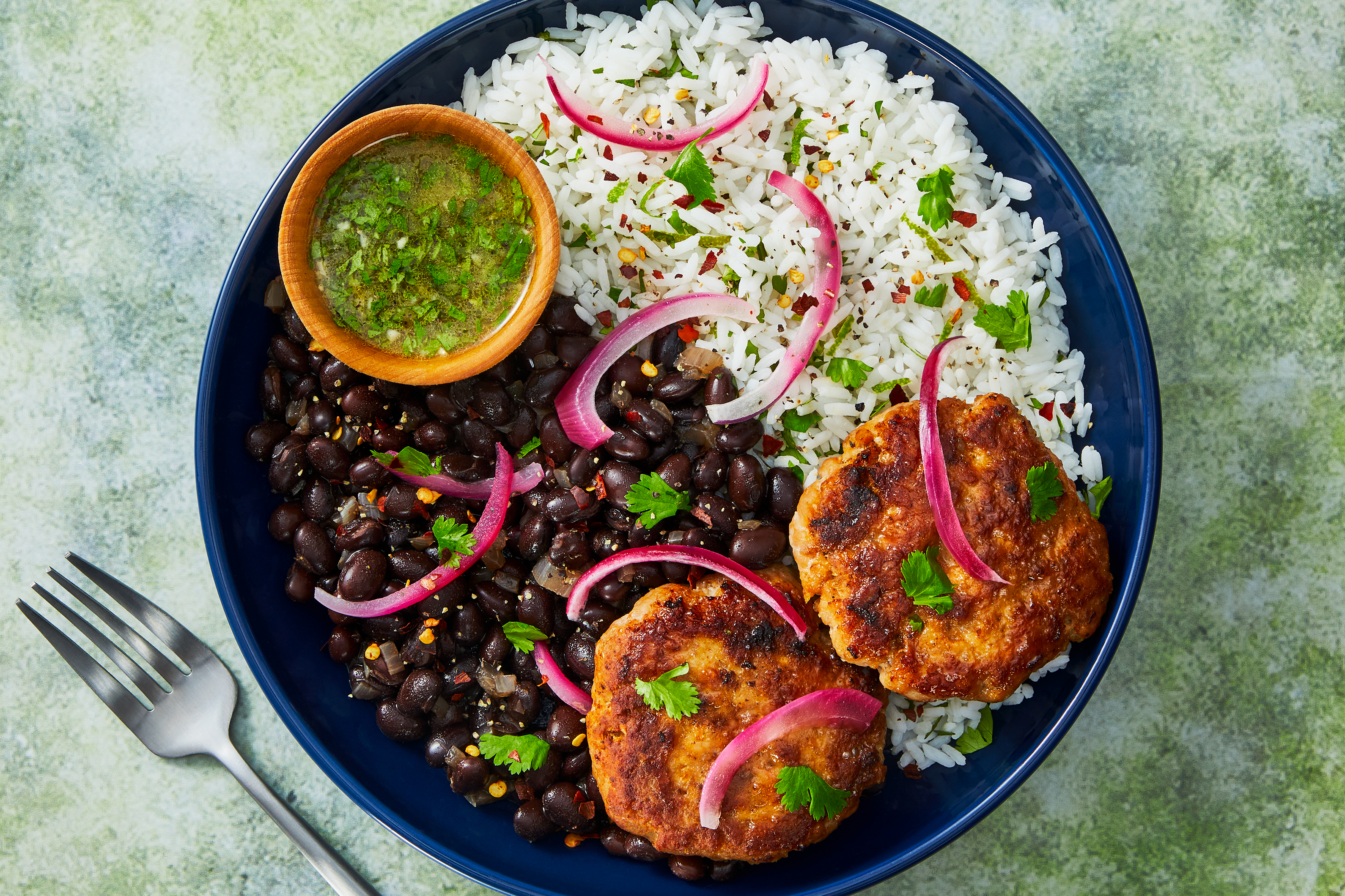 Citrusy Mojo Pork Patties & Black Beans