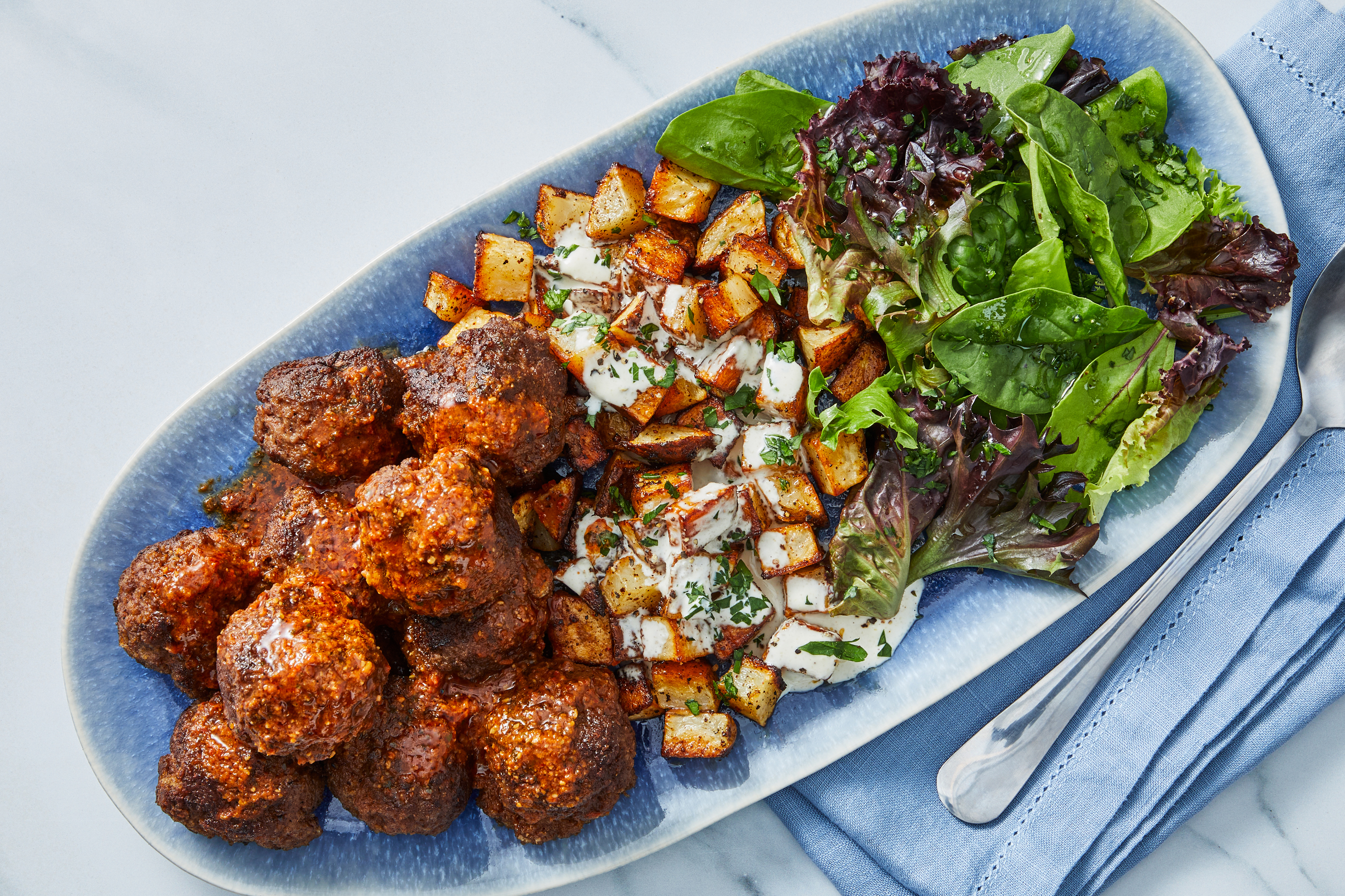 Beef Albondigas & Patatas Bravas