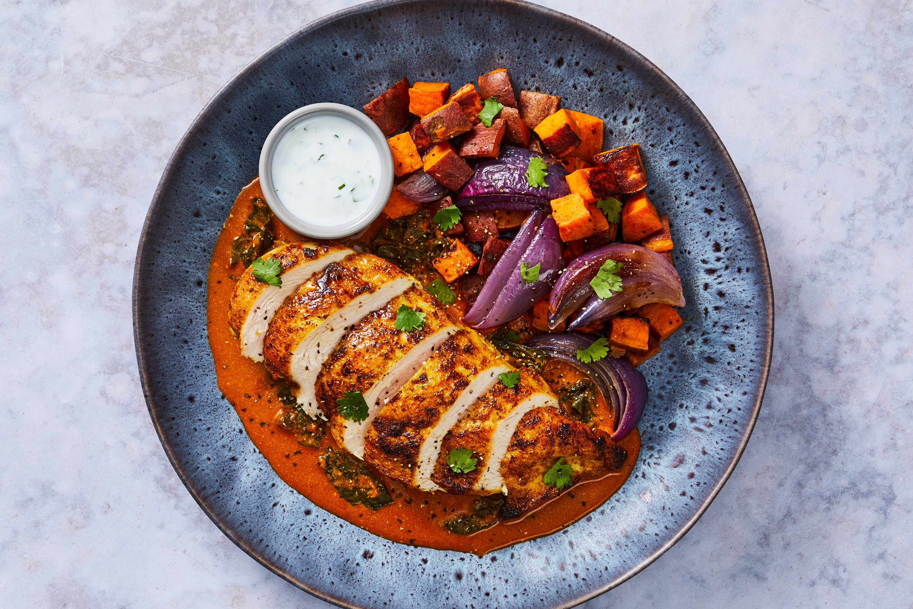 Curried Salmon & Roasted Sweet Potato Jumble