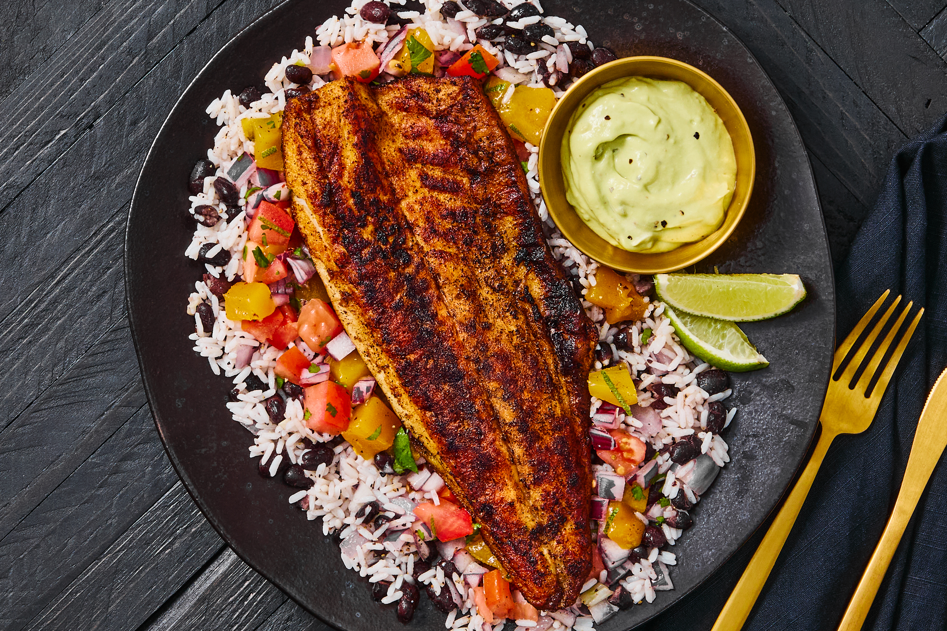 Blackened Sea Bass with Zesty Mango Salsa