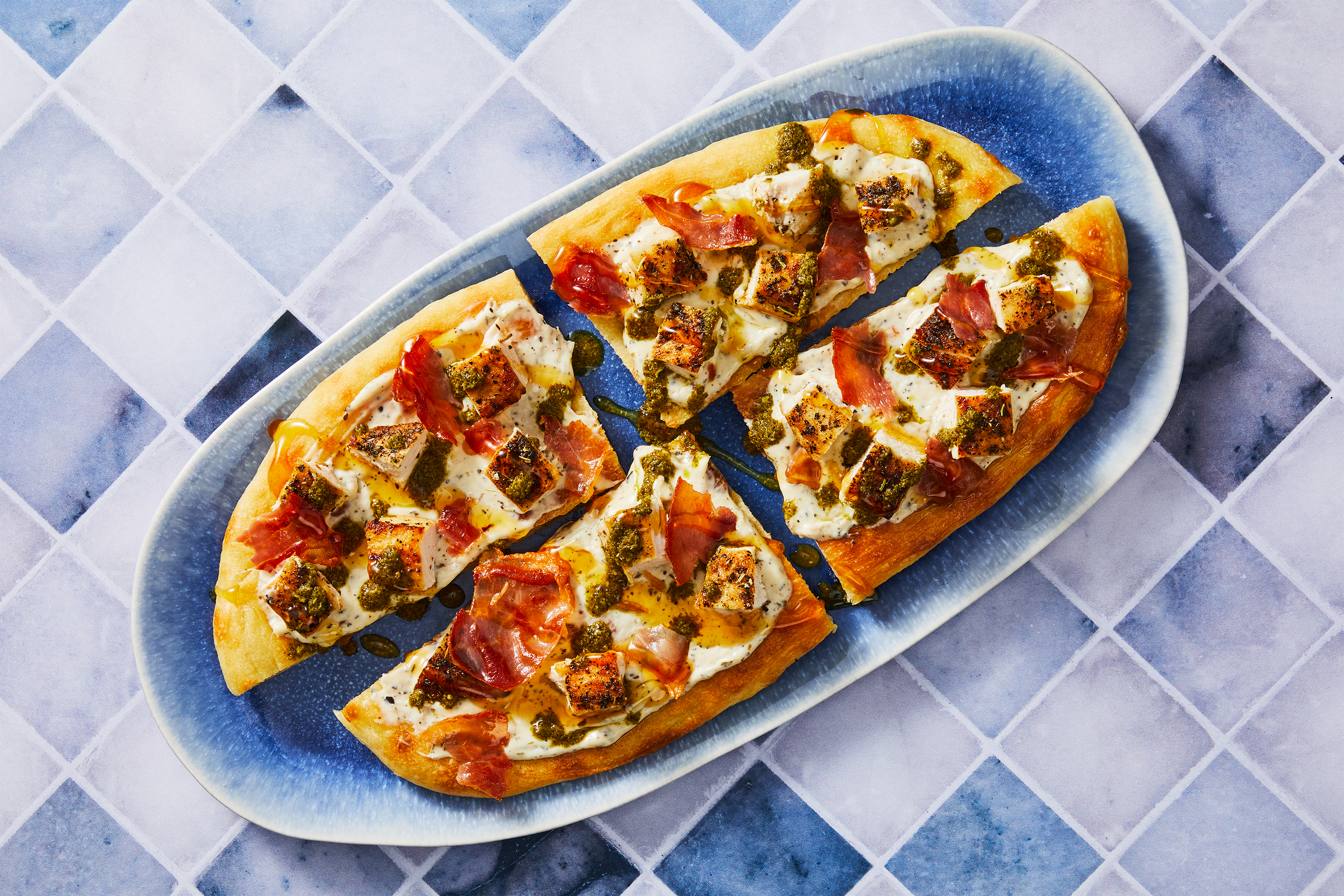 White Pizzas with Organic Chicken & Prosciutto
