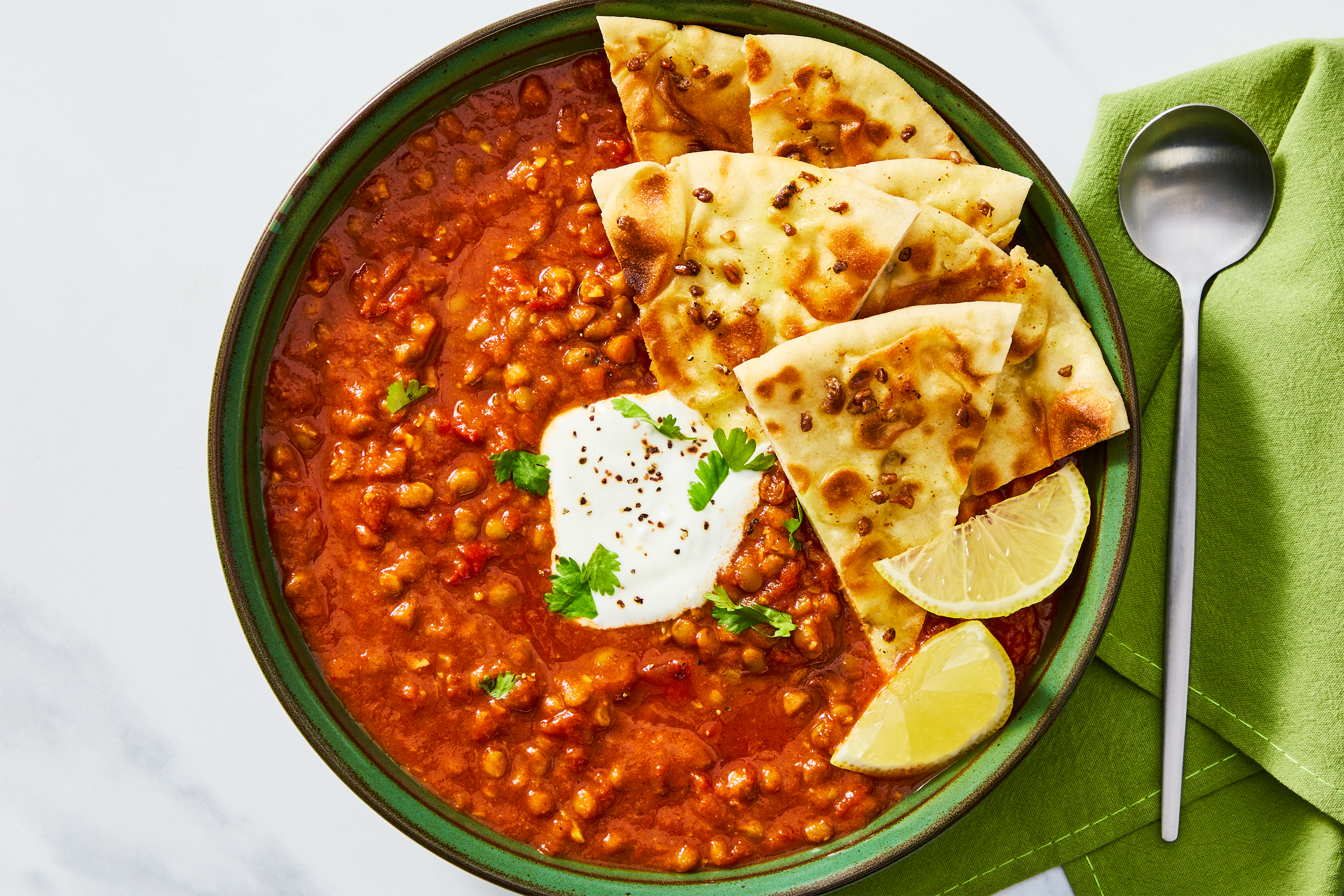 Lentil Dal, Beef & Spiced Butter Naan