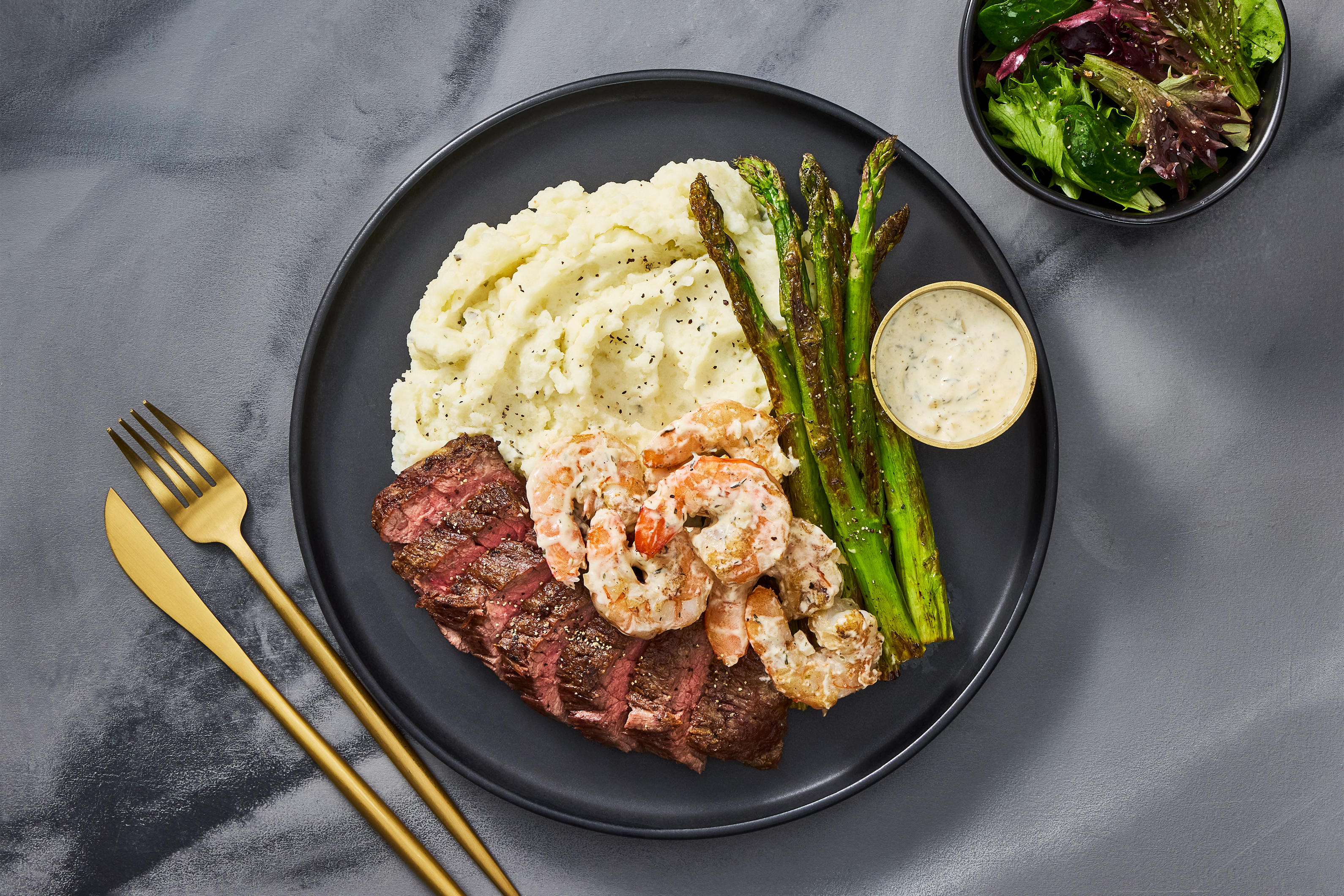 Bavette Steak with Creamy Dijon Shrimp