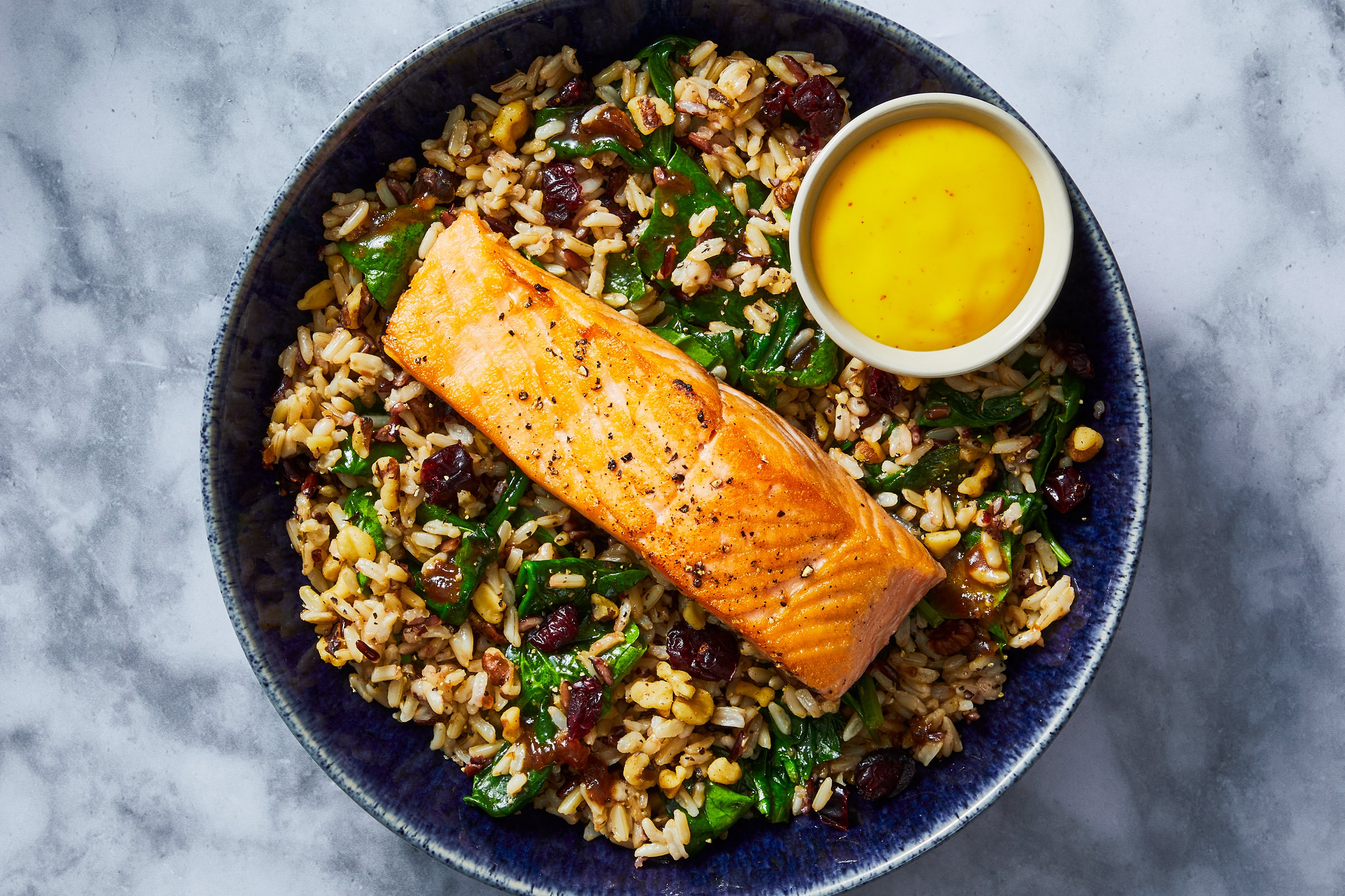 No-Chop Pan-Seared Salmon & Warm Grain Bowls
