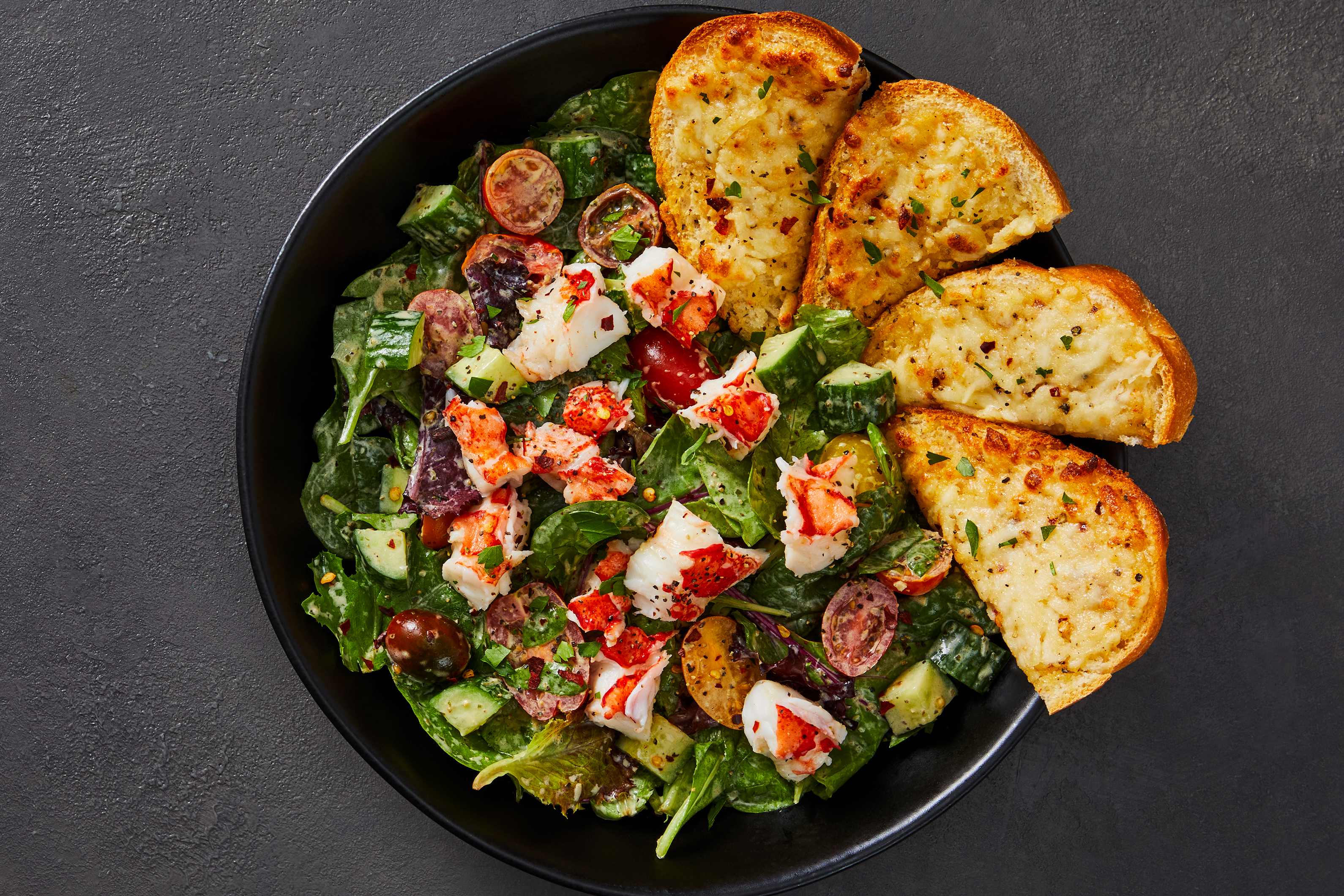 Green Goddess Salad with Baked Lobster Tail