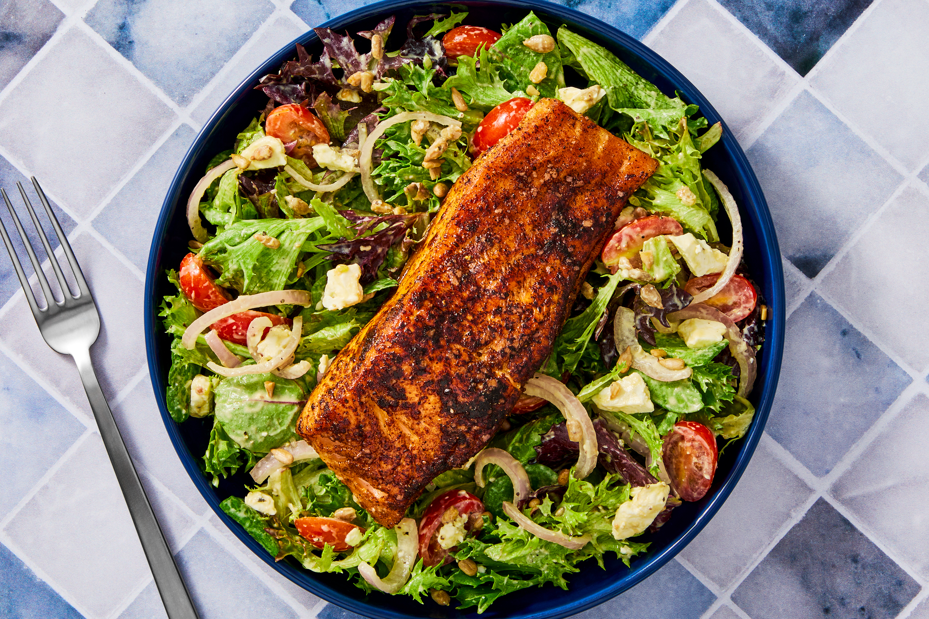 Blackened Salmon & Feta Salad