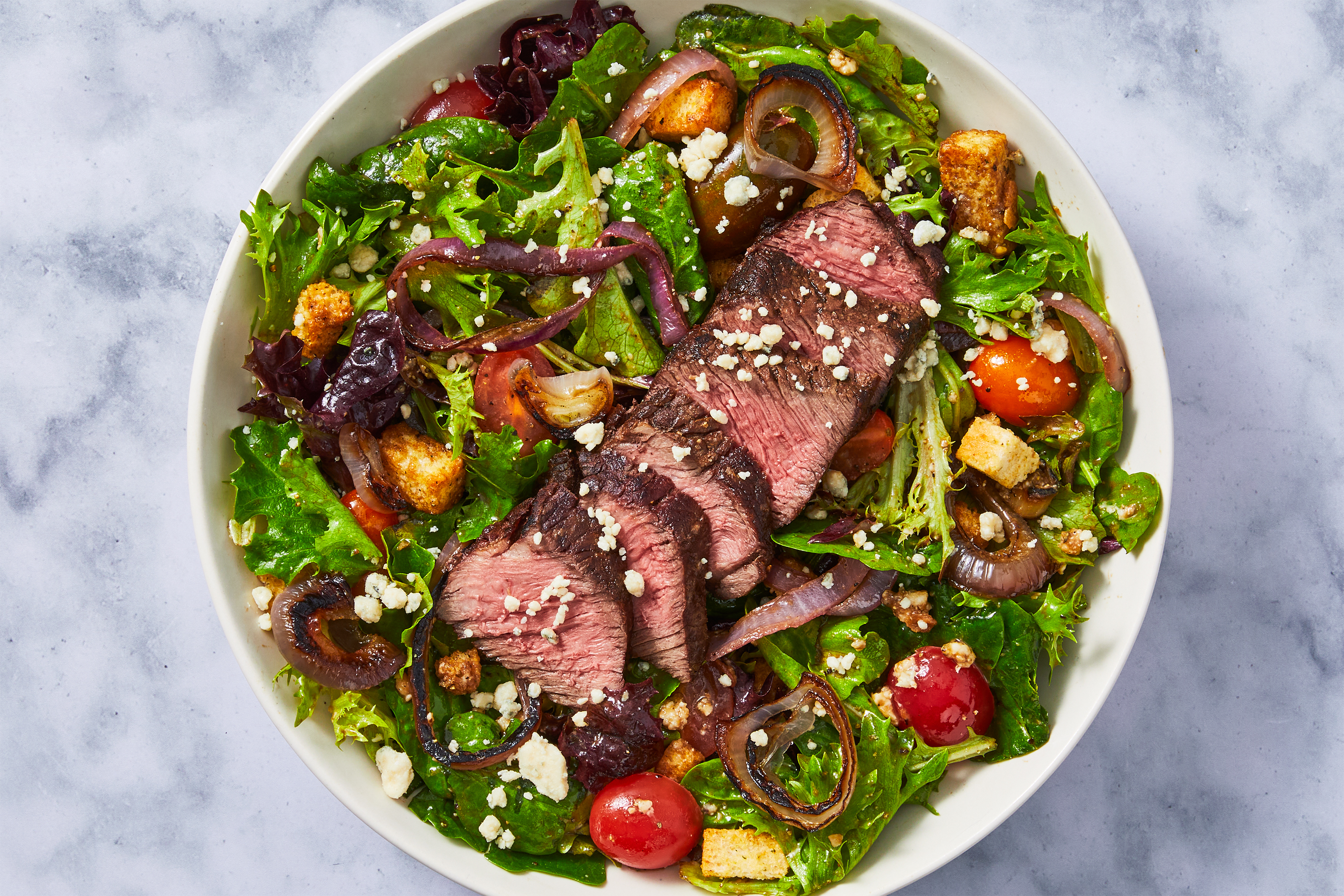 Steak Salad with Blue Cheese & Griddled Onion