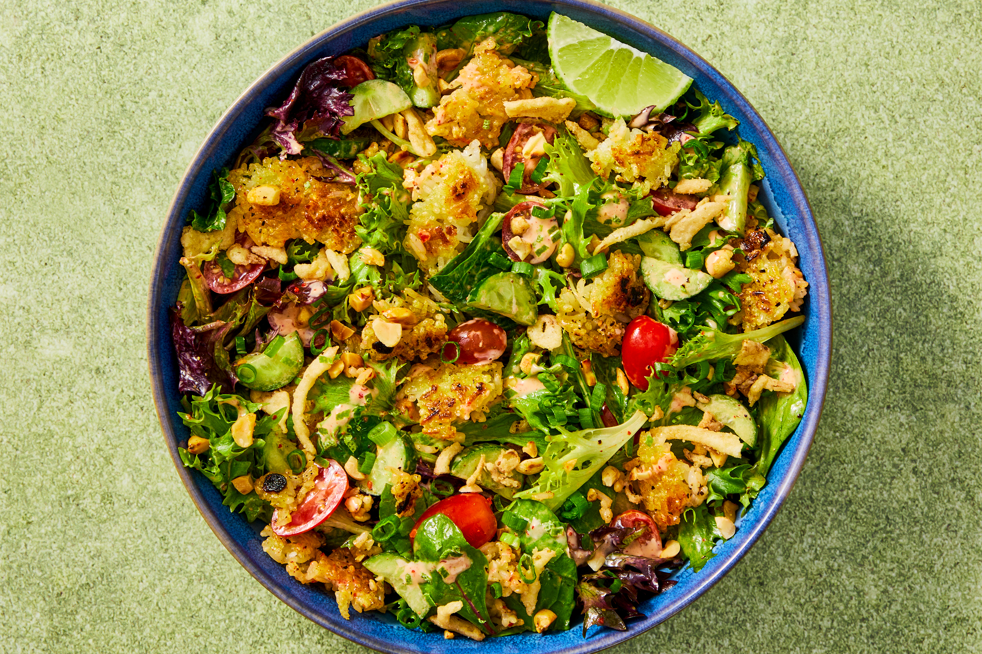 Crispy Rice & Mixed Greens Salad with Peanuts