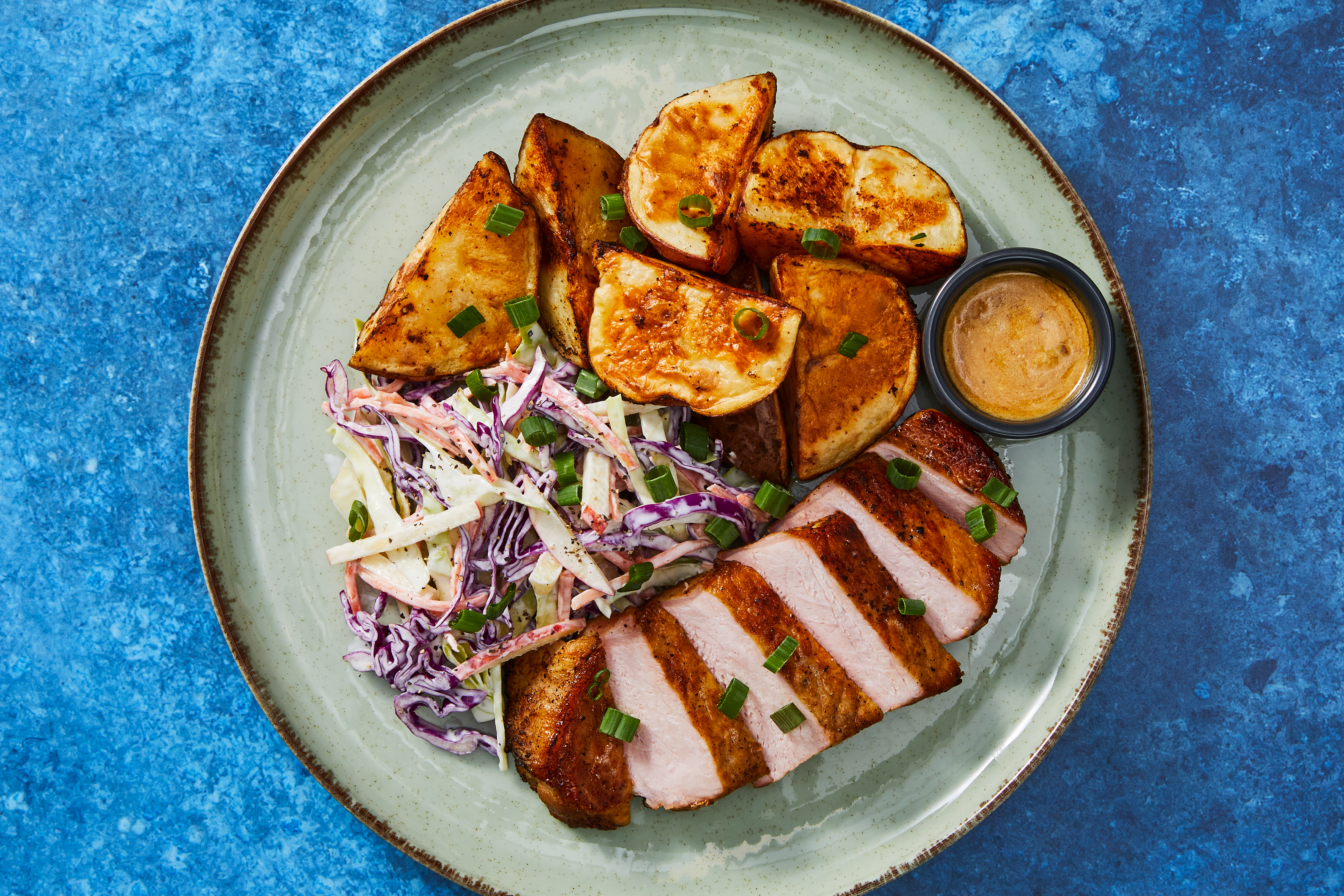 Smoky Mustard Pork Chops & Roasted Potatoes