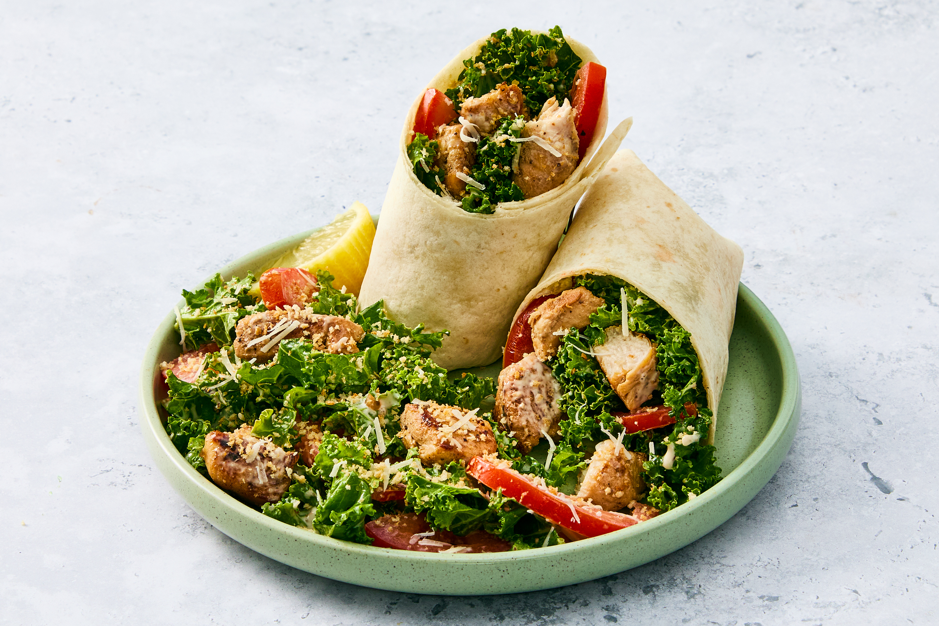 Parmesan Caesar Chicken & Kale Wraps