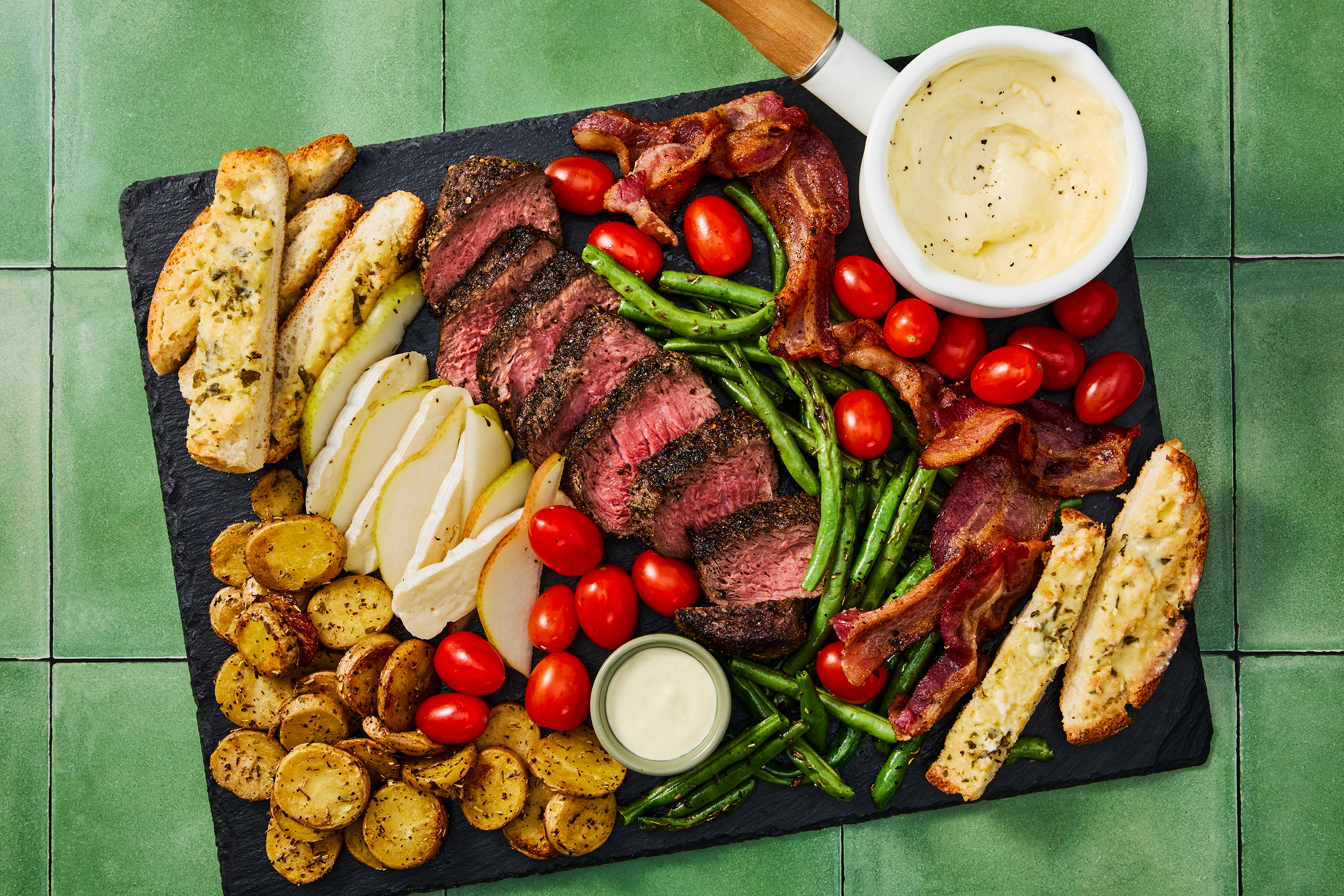Sirloin Steak & Cheddar Fondue Board