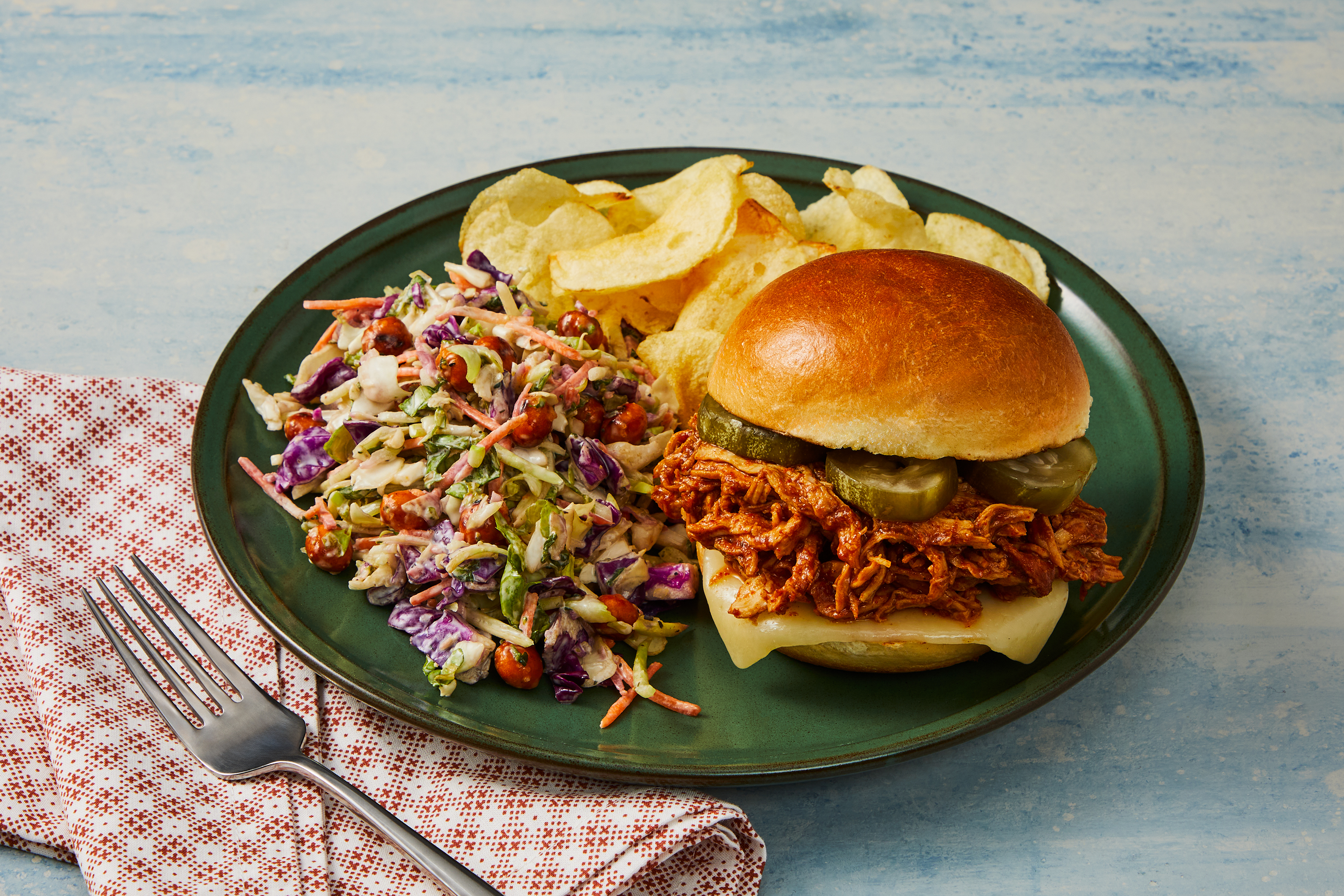 Low-Lift BBQ Pulled Chicken & Gouda Sandwiches