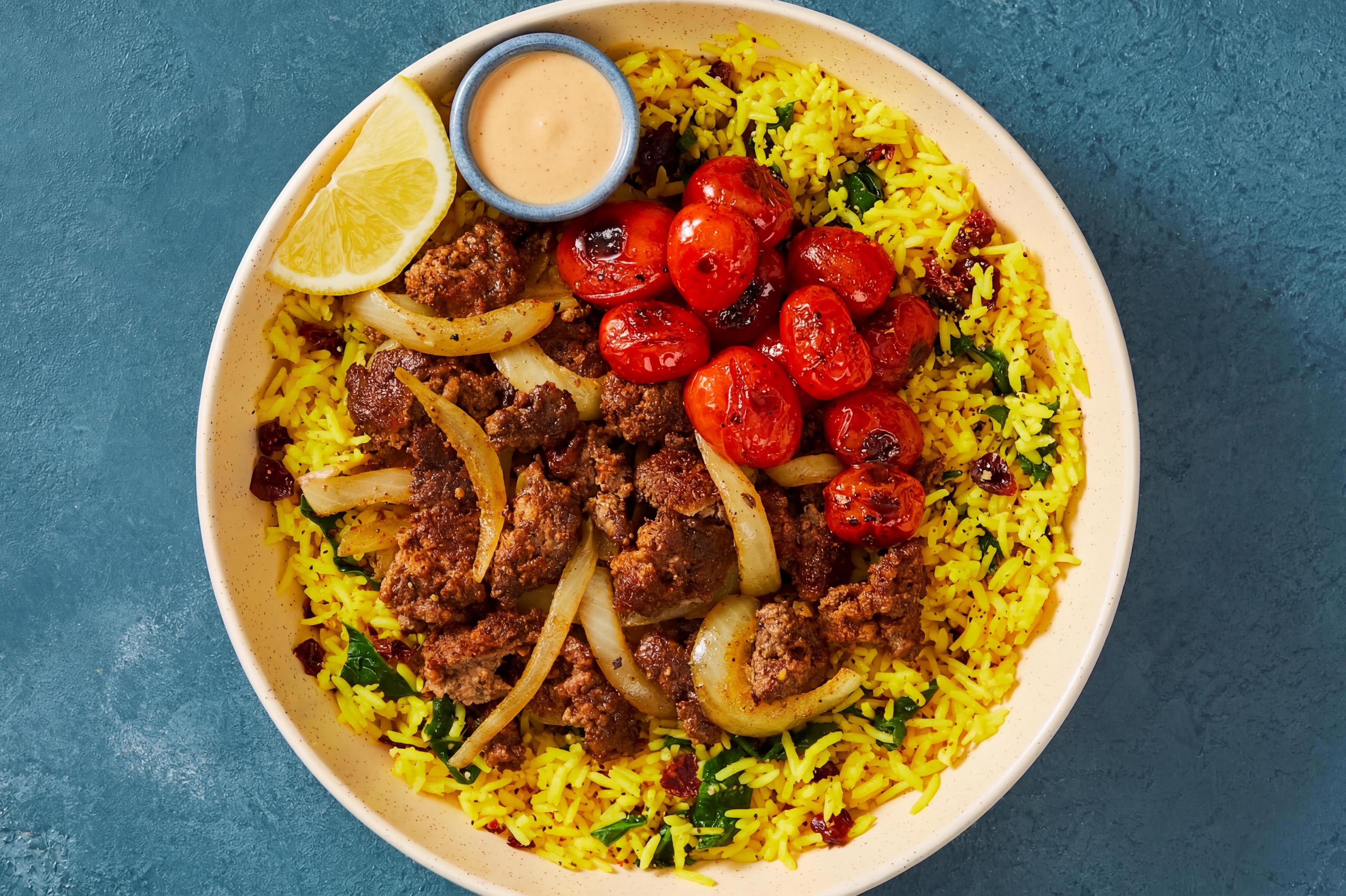 Ras el Hanout Beef & Turmeric Spinach Rice