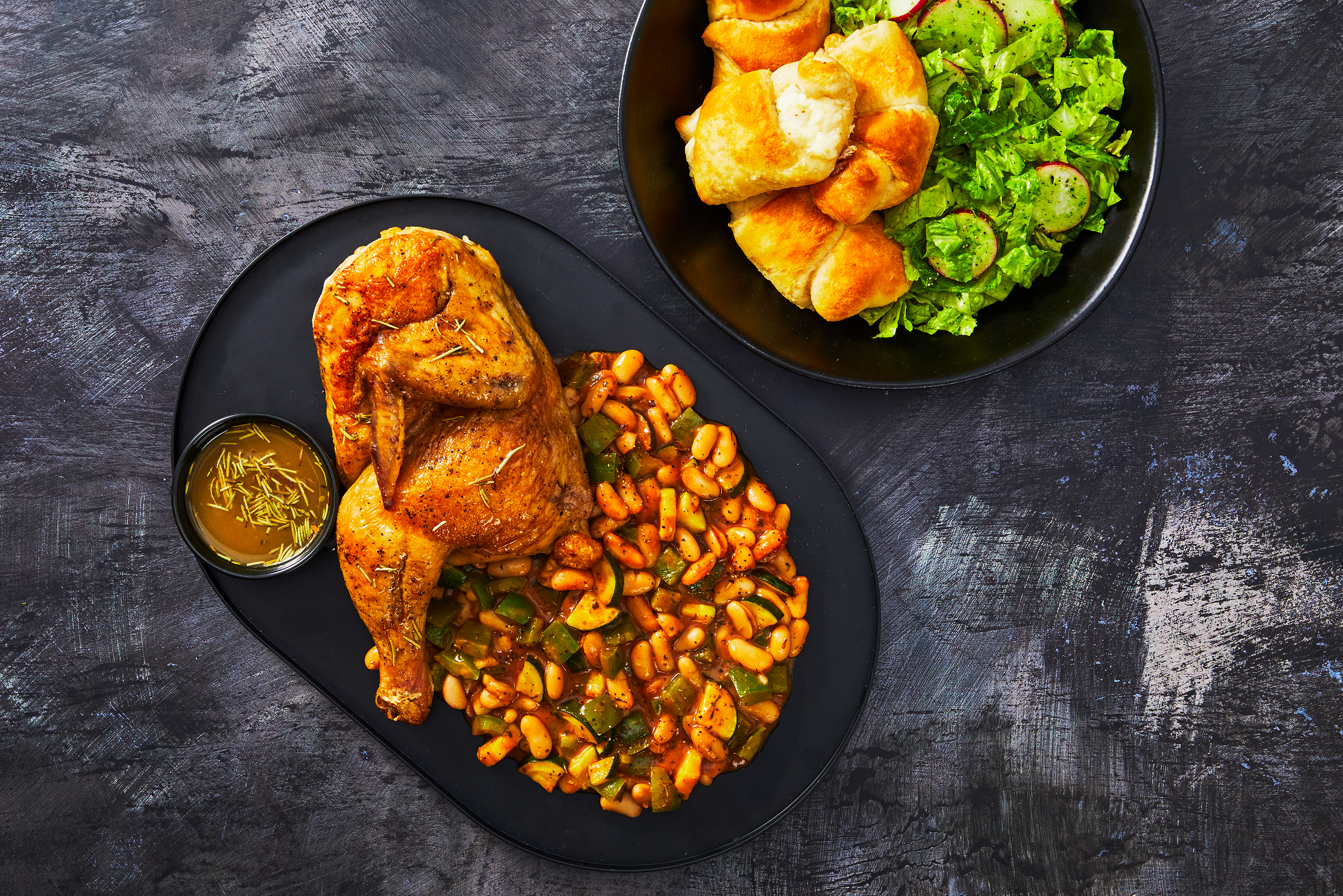 Maple-Dijon Half Chicken with Herbed Bean Ragout