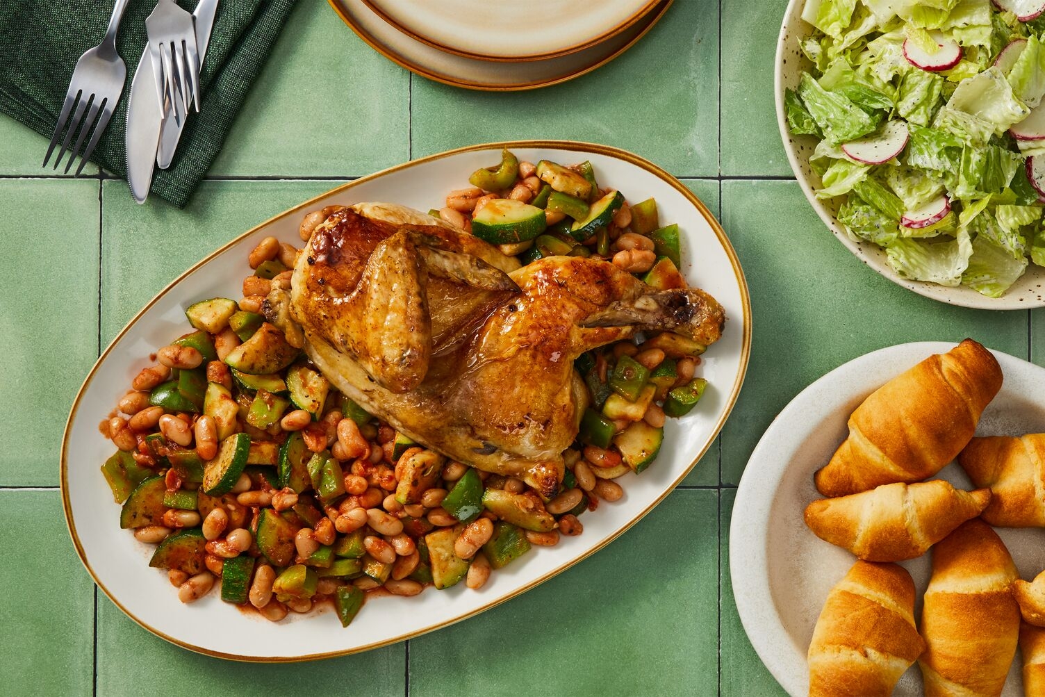 Maple-Dijon Half Chicken with Herbed Bean Ragout