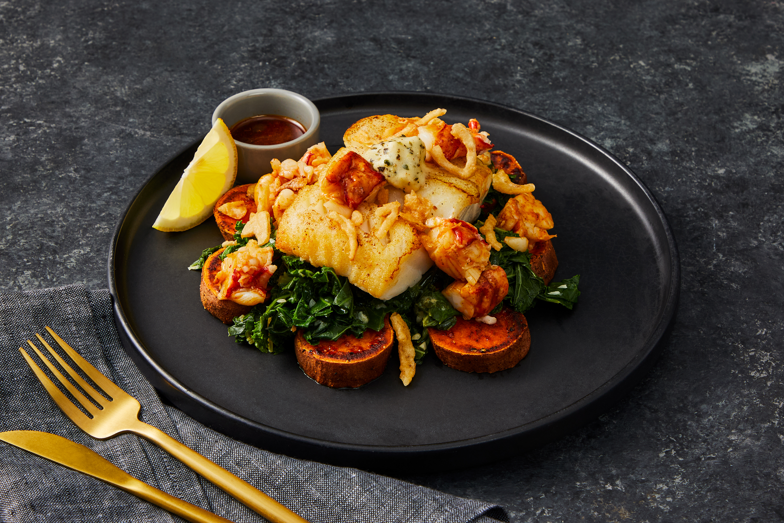 Blackened Honey Butter Lobster & Cod