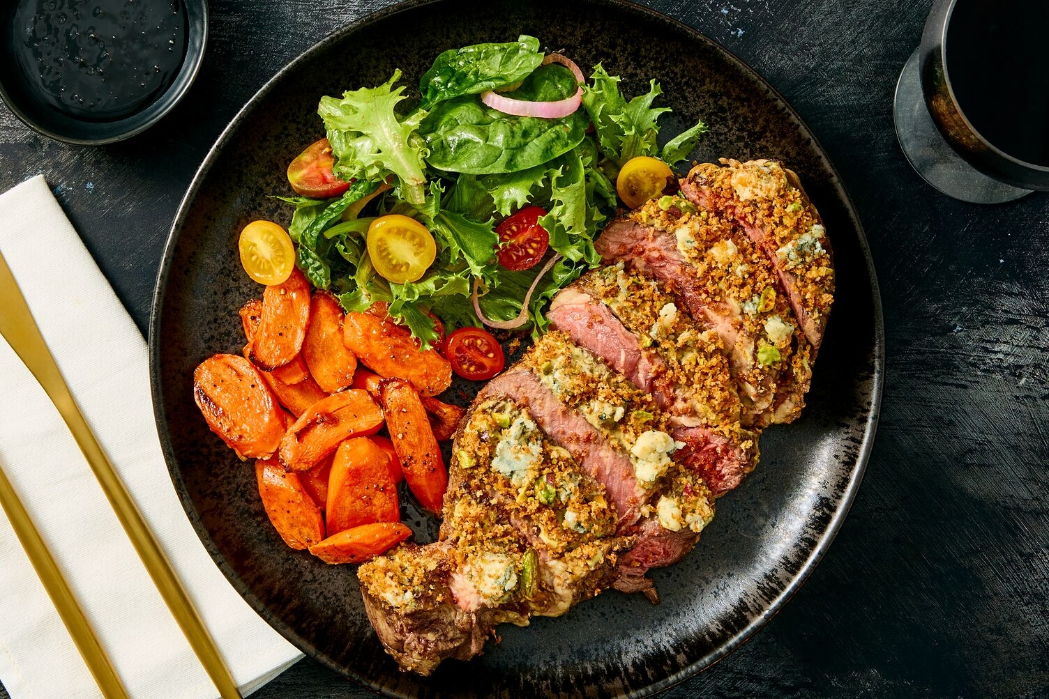 Bavette Steak with Blue Cheese & Pistachio Crust