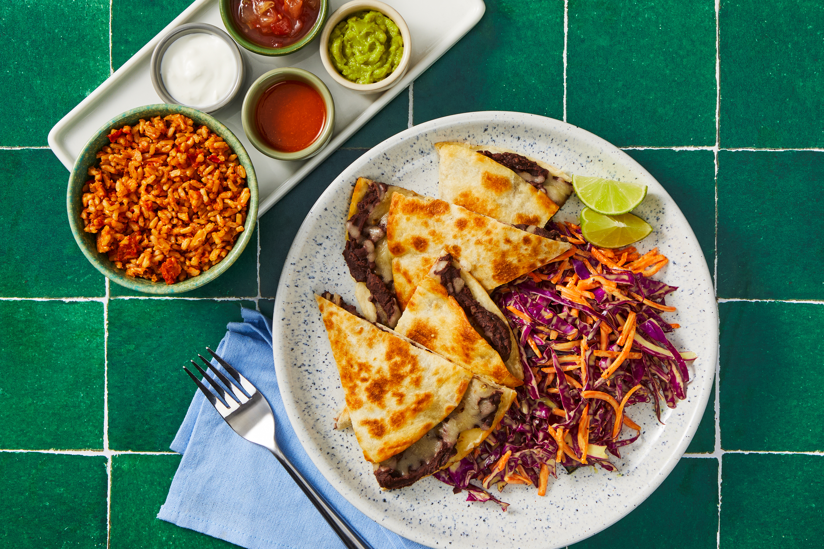 Organic Beef Quesadillas with Lime Slaw