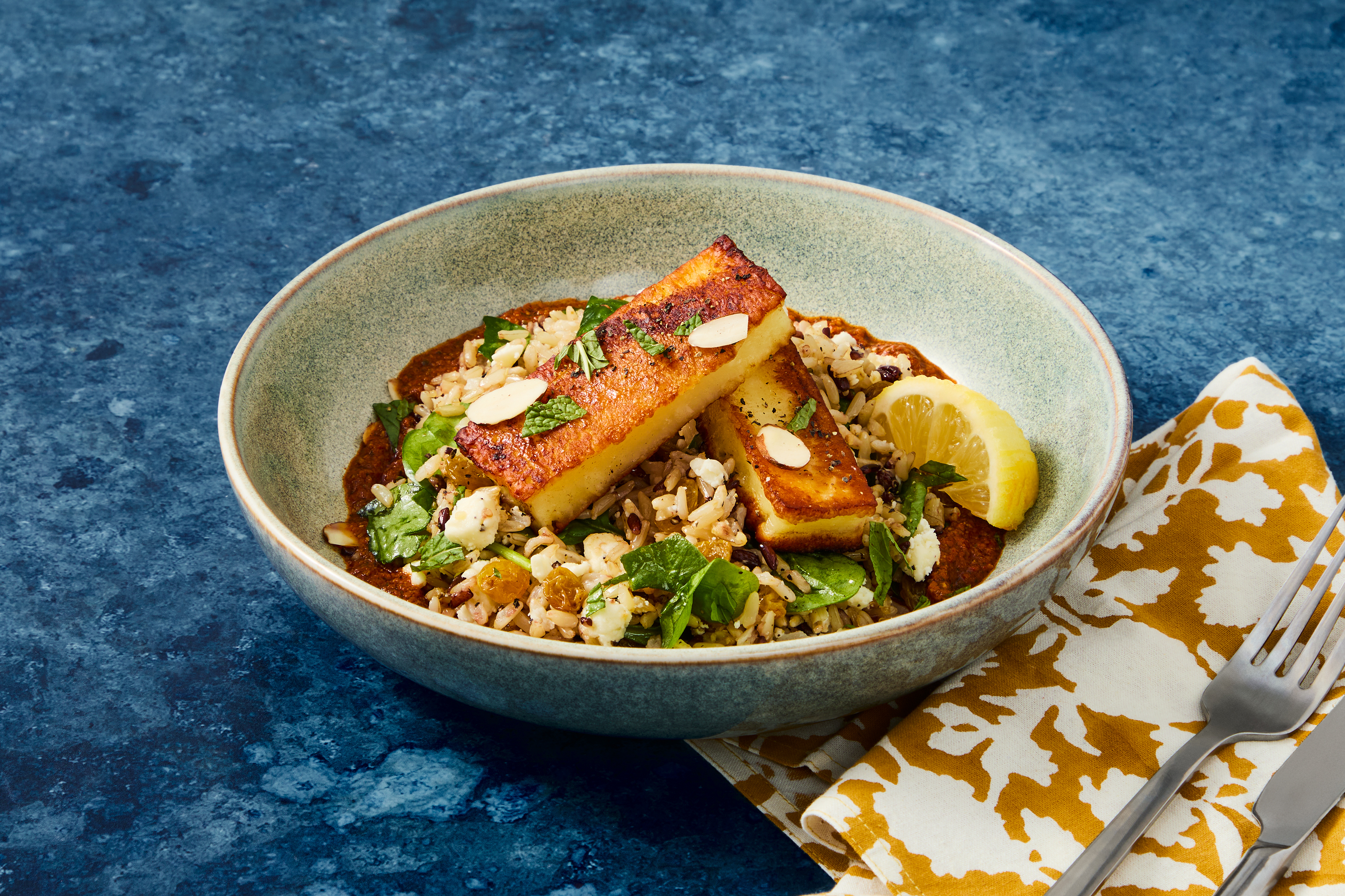 Low-Lift Halloumi & Organic Chicken Grain Bowls