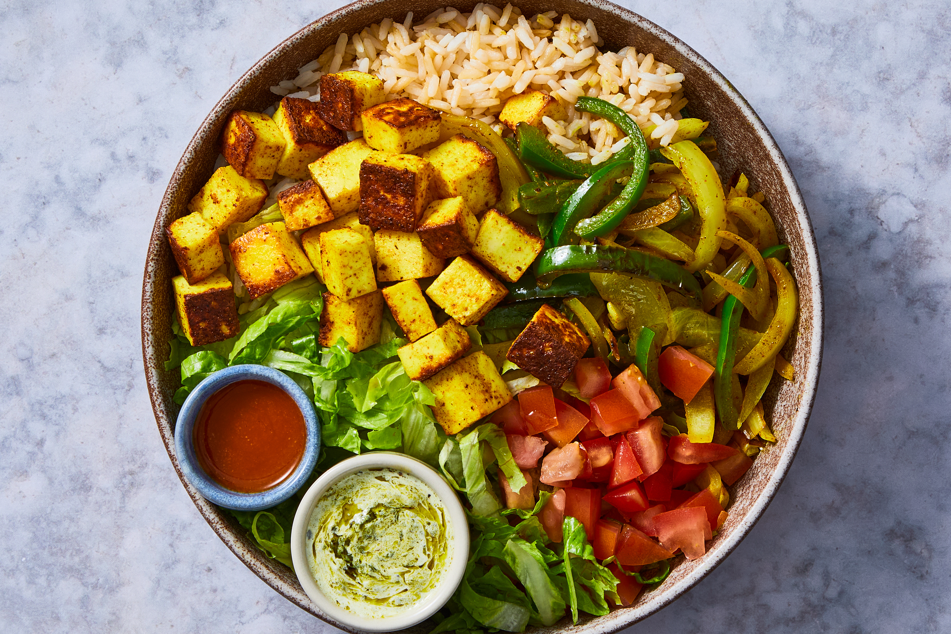 Shawarma-Spiced Paneer & Rice Bowls